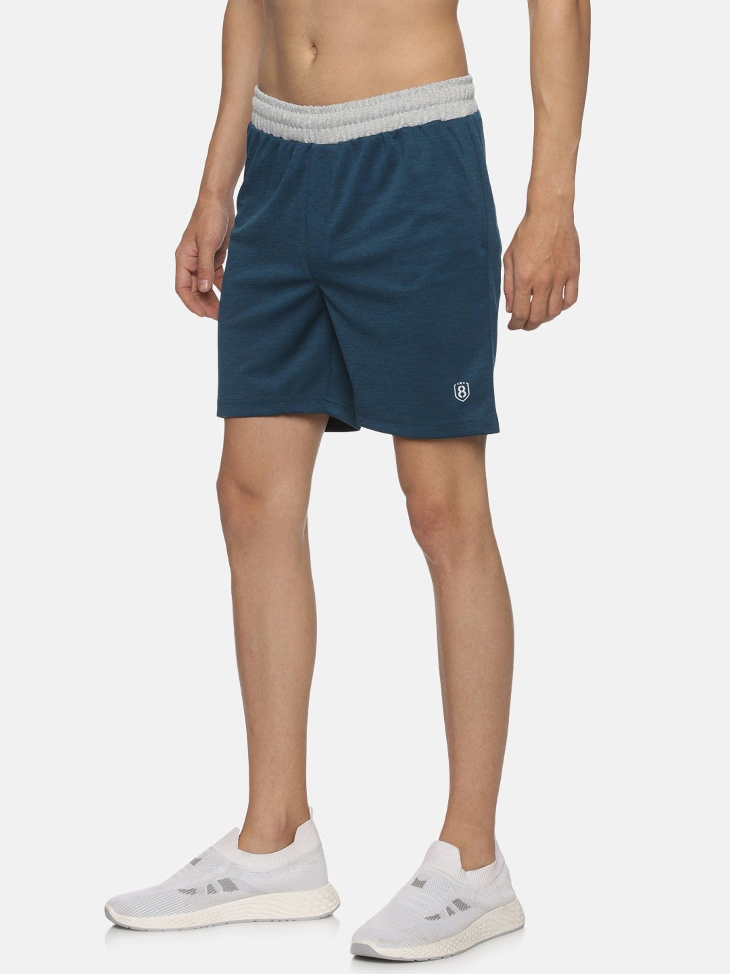 Adidas White Regular Fit Striped Sports Shorts