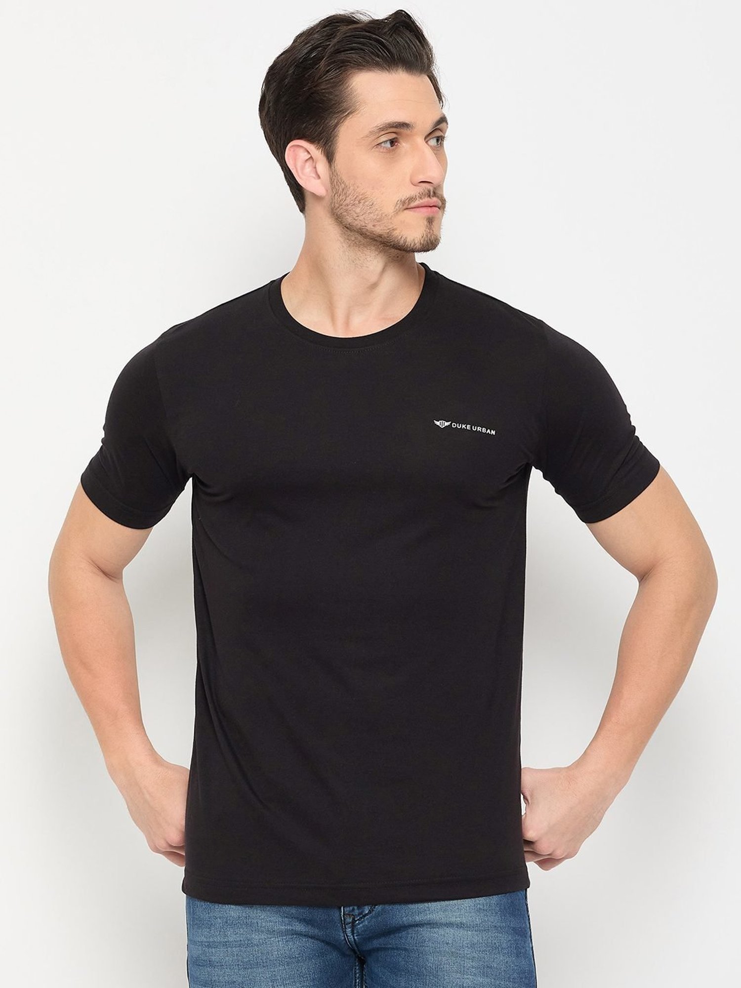Duke White & Black Regular Fit T-Shirt