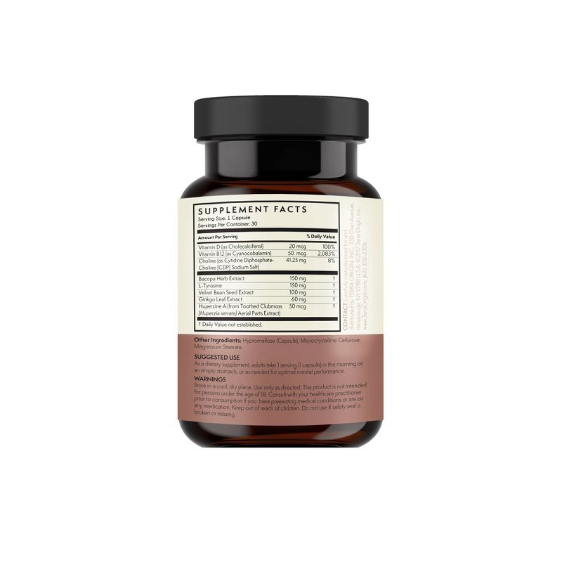 Terra Origin Improved Brain Function Recall and Retention Dietary Supplements - 30ct