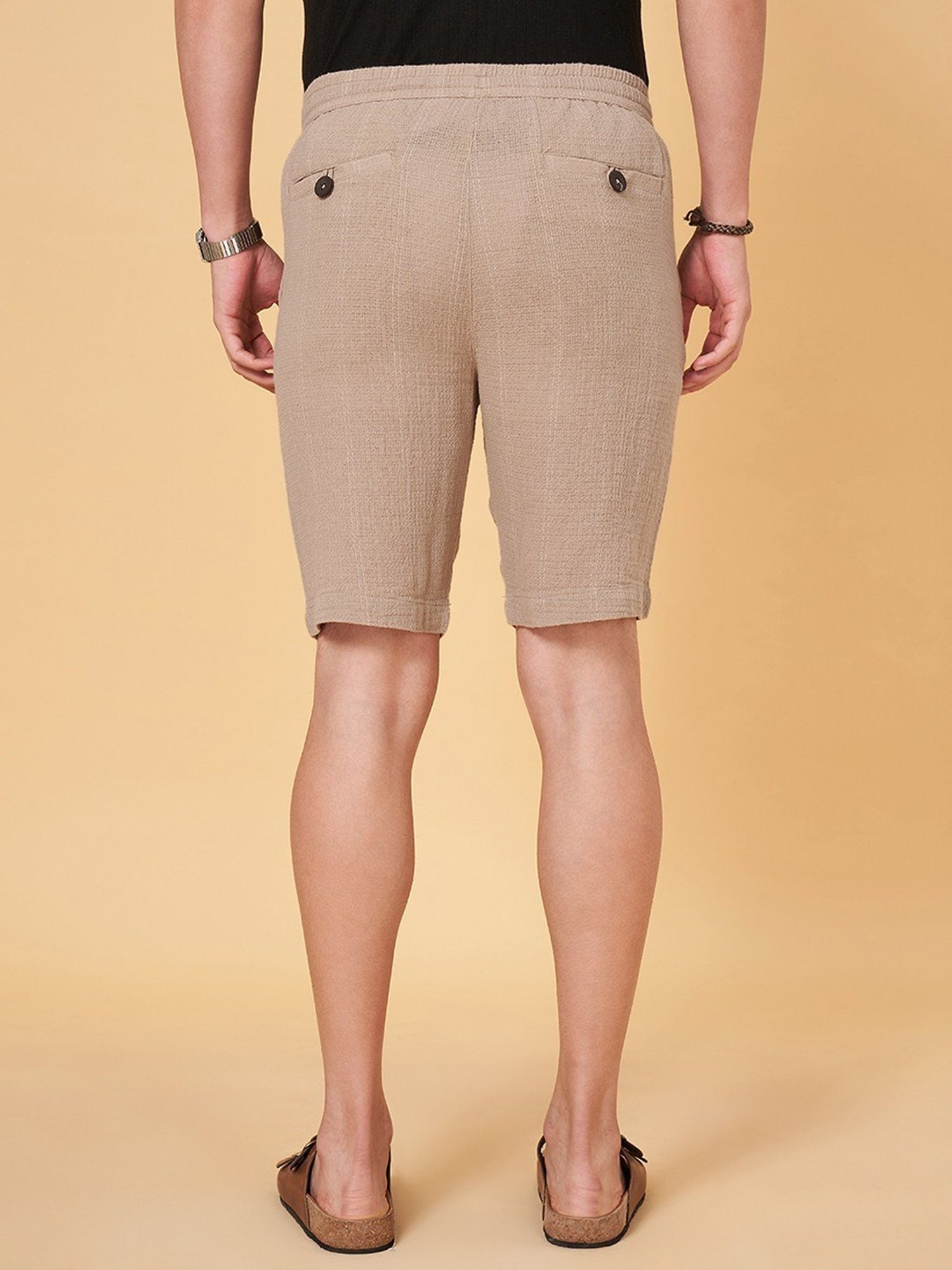 7 Alt By Pantaloons Kelp Slim Fit Texture Shorts