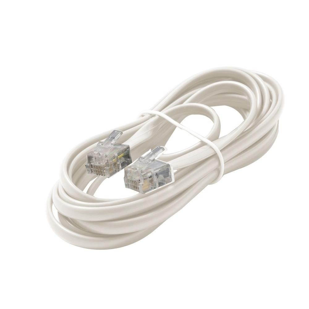 4C 15' White Modular Line Cord