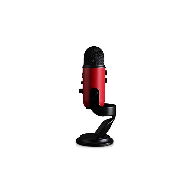 Microphones Yeti USB Microphone (Satin Red) with Knox Gear Pop Filter and 3.0 4 Port USB Hub Bundle