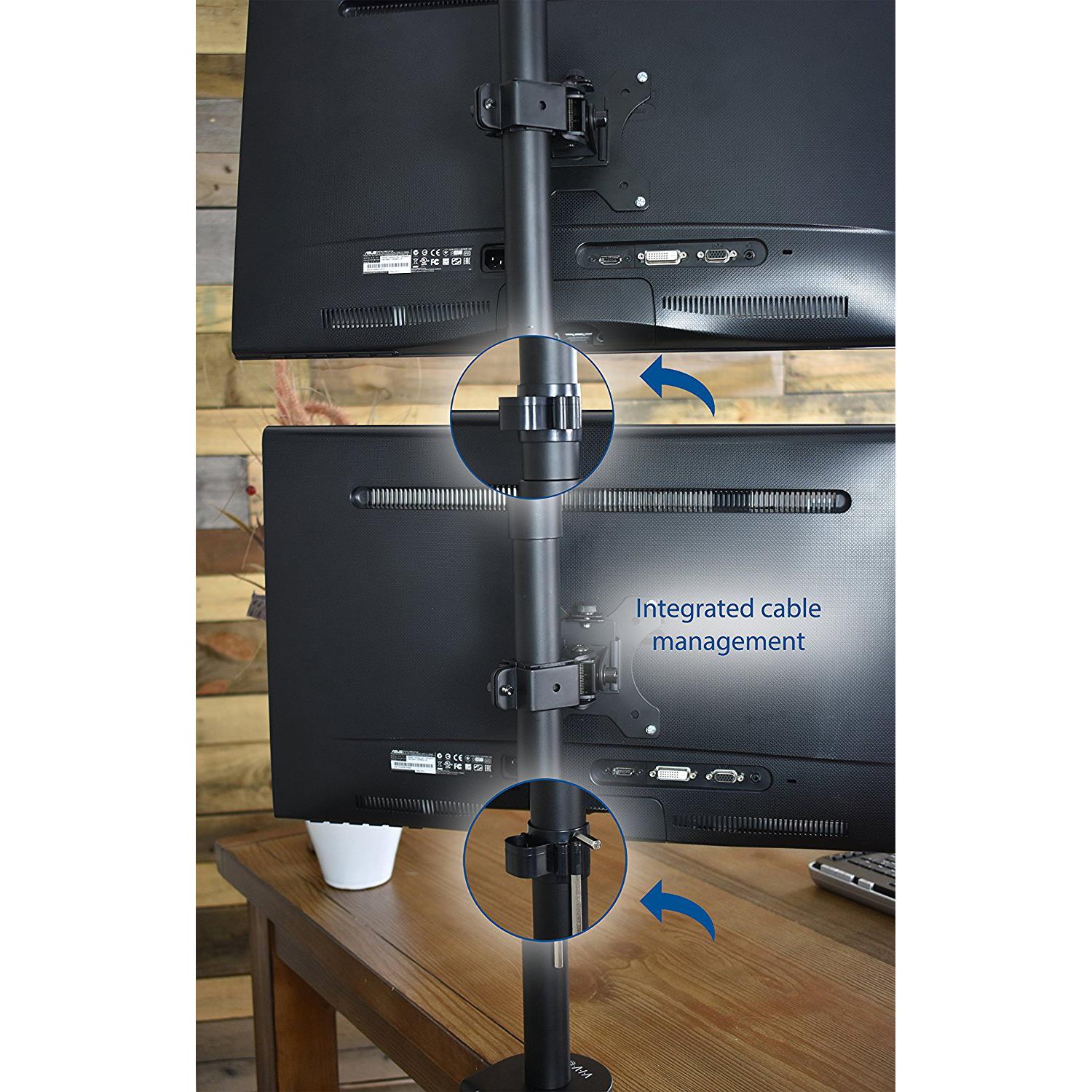 VIVO Dual LCD Monitor Desk Mount Stand Heavy Duty Stacked, Holds Vertical 2 Screens up to 32" (STAND-V002T)