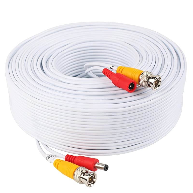Video Power Cable 100 Feet PreMade AllinOne Video Security Camera Cable Wire with Two Connectors for CCTV DVR Surveillance System