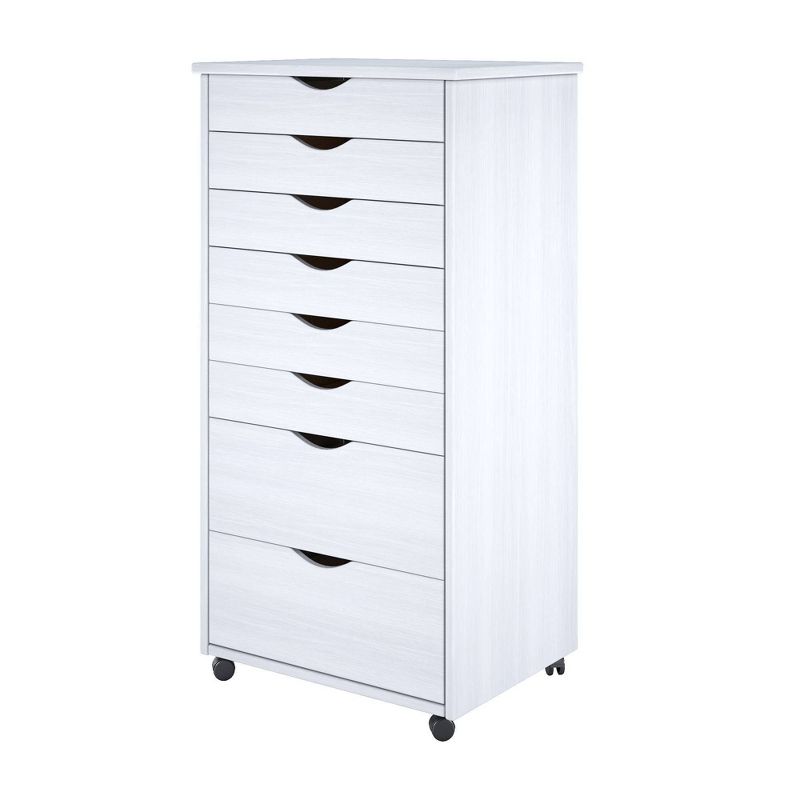 Adeptus Solid Wood 6+2 Drawer Wide Roll Cart White