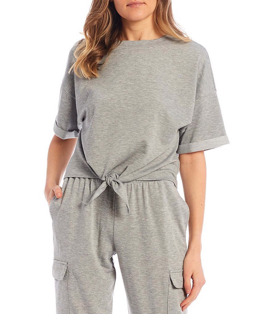 I.N. San Francisco Coordinating Short-Sleeve Tie-Front Top