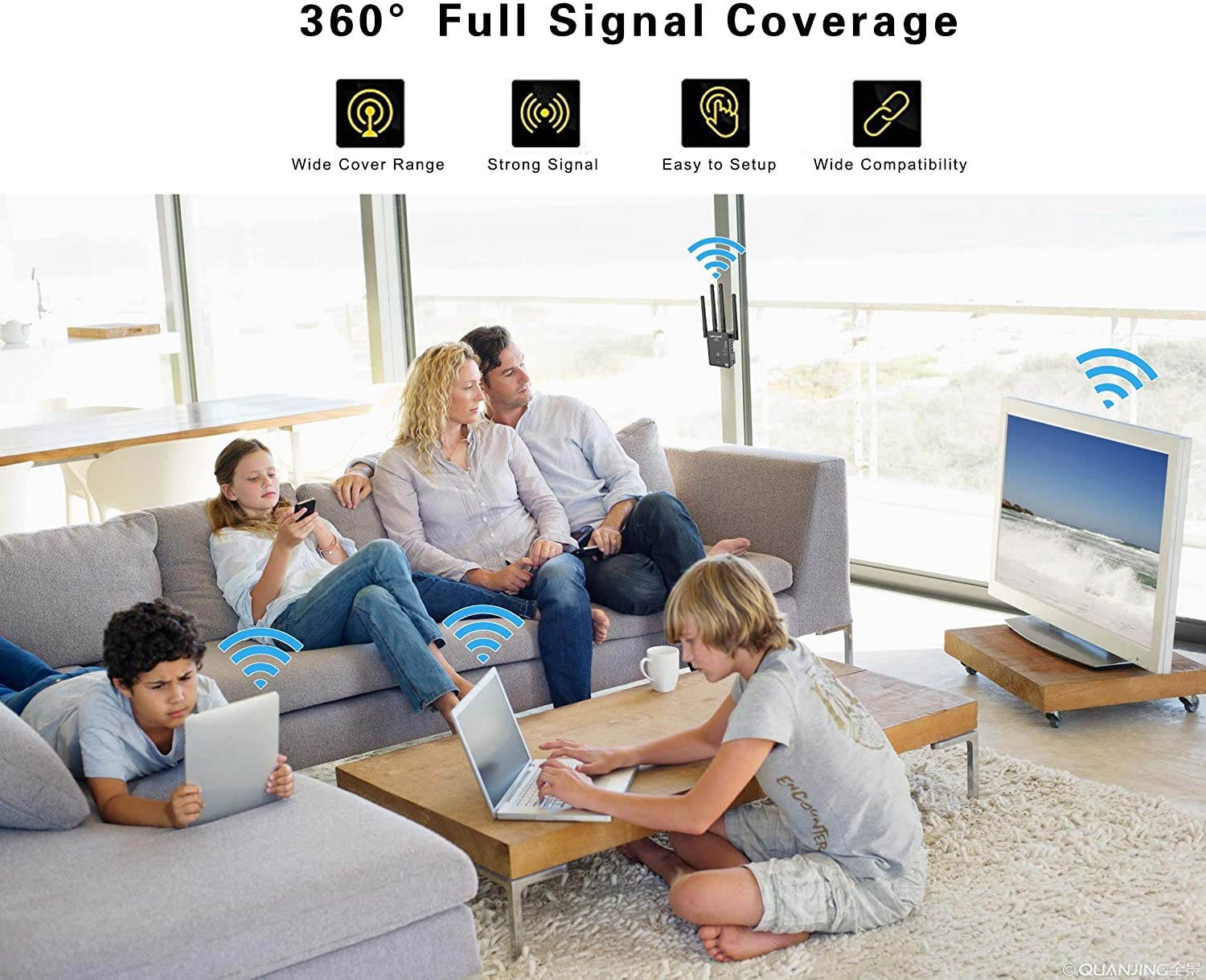 1200Mbps WiFi Range Extender Repeater Upgraded Wireless Signal Repeater Booster 2.4 and 5G Dual-Band WiFi Extender Signal Amplifier with Wireless Access Point/Router/Repeater Mode