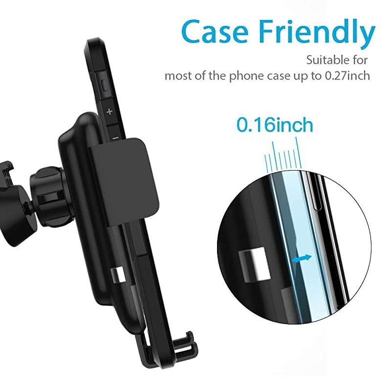 Wireless Car Charger,  Qi Auto-Clamping Air Vent Dashboard Car Phone Holder & QC3.0 Car Charger, 10W Compatible for Galaxy S10/S10+/S9,Charging for iPhone 11/11 Pro/11 Pro Max/XSMax/XS/XR/X/8P/8