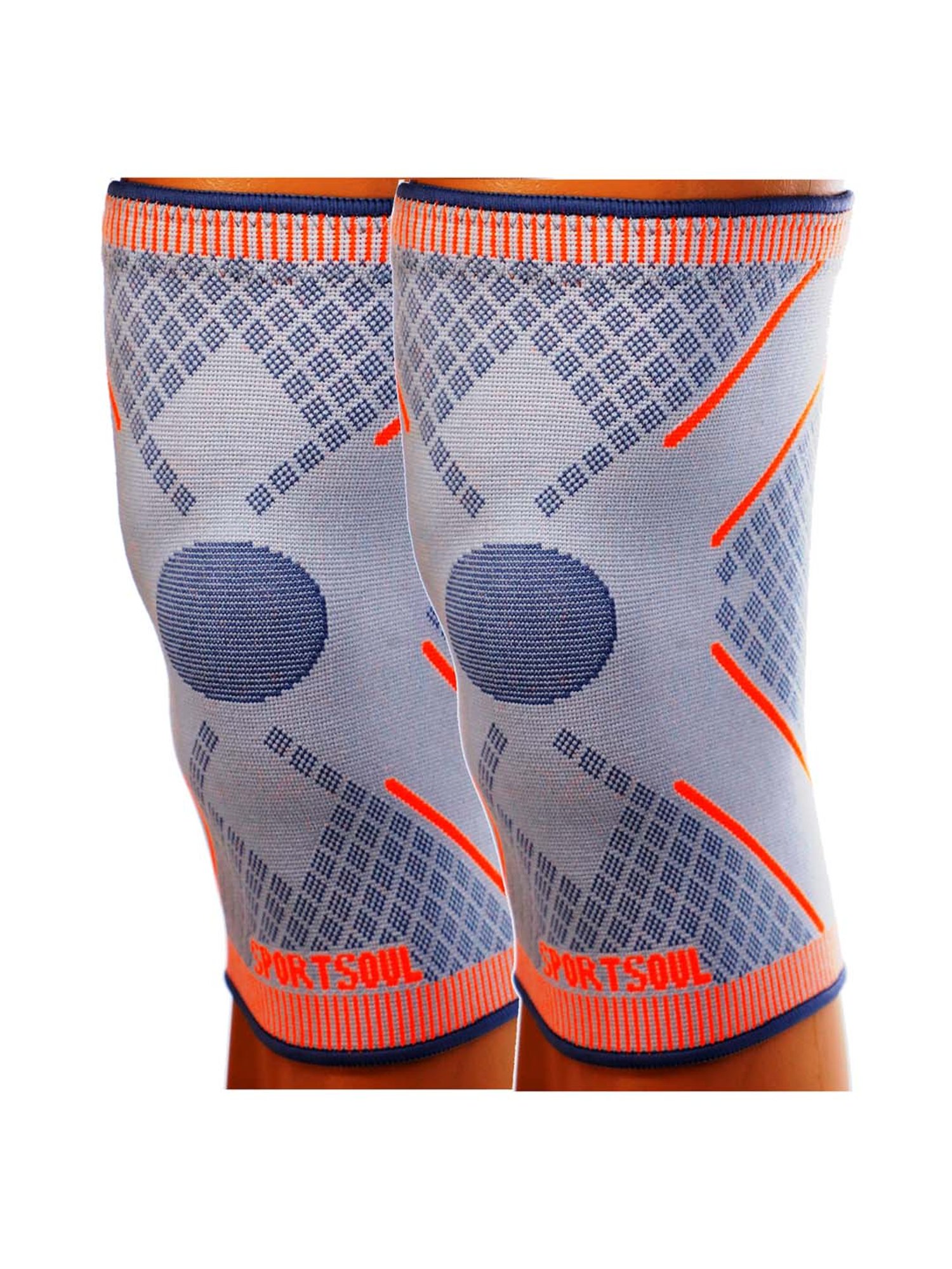 SportSoul Blue & Orange Anti Slip Compression Knee Support Pack of 2 (Small)