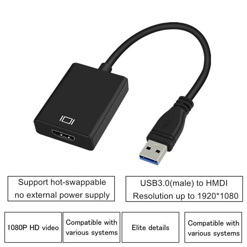 AY17A USB 3.0 to HDMI Converter Cable Display Graphic Adapter fr HDTV HD 1080P without Audio Support for Windows 7/8/10 PC