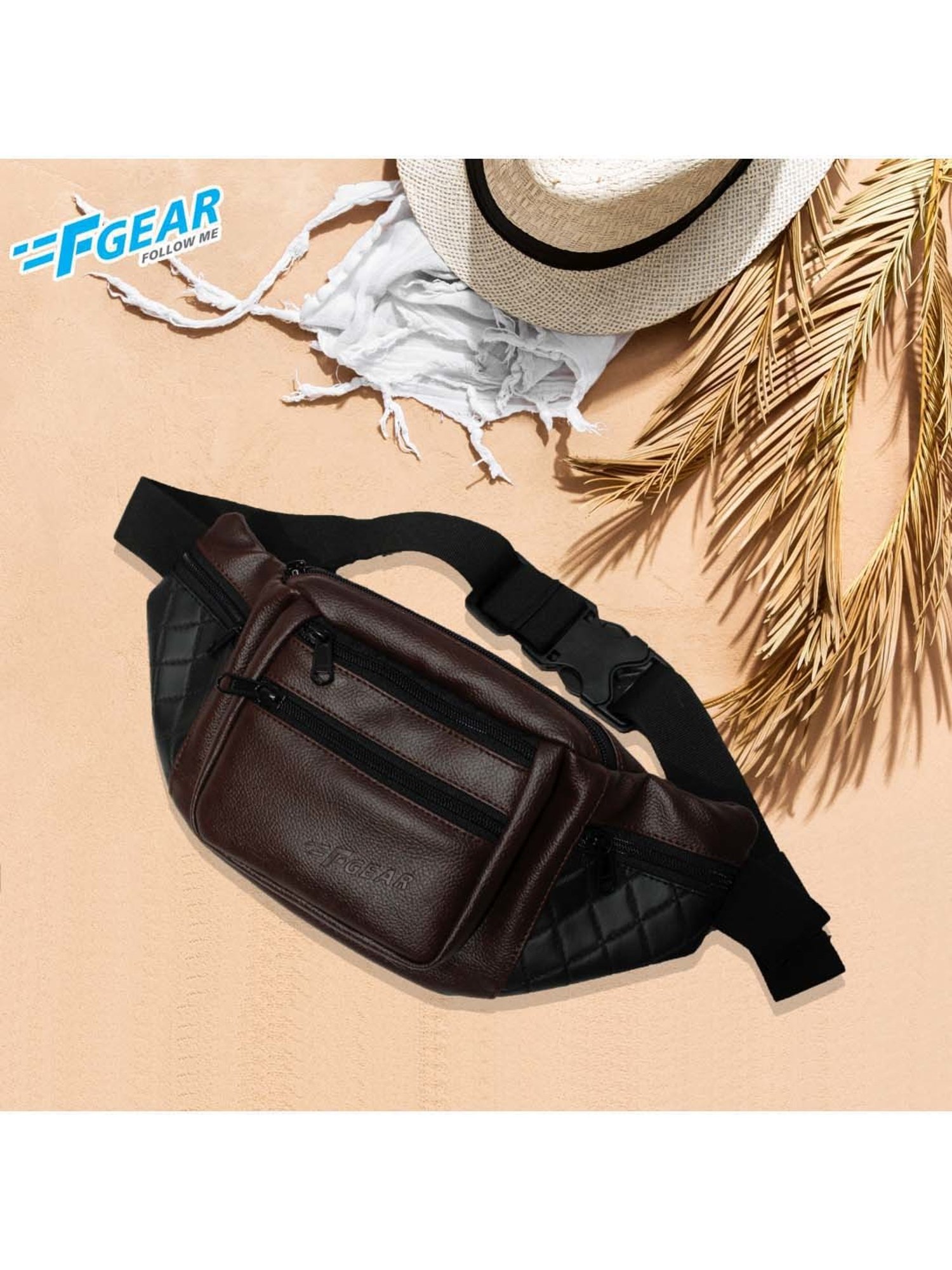F Gear Brown Solid Waist Pouch