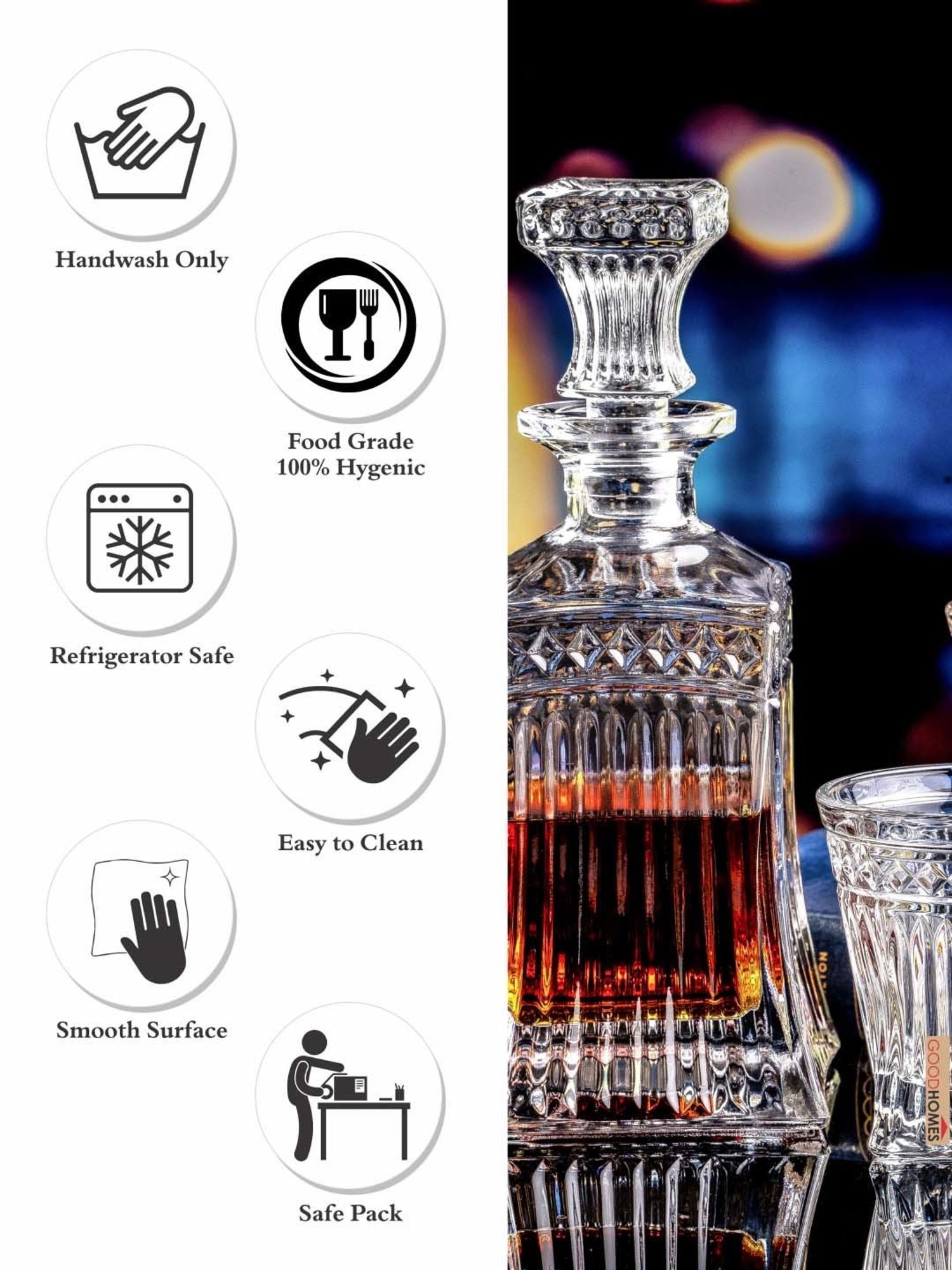 Pure Home and Living Blue Glass Decanter (0.7 L)