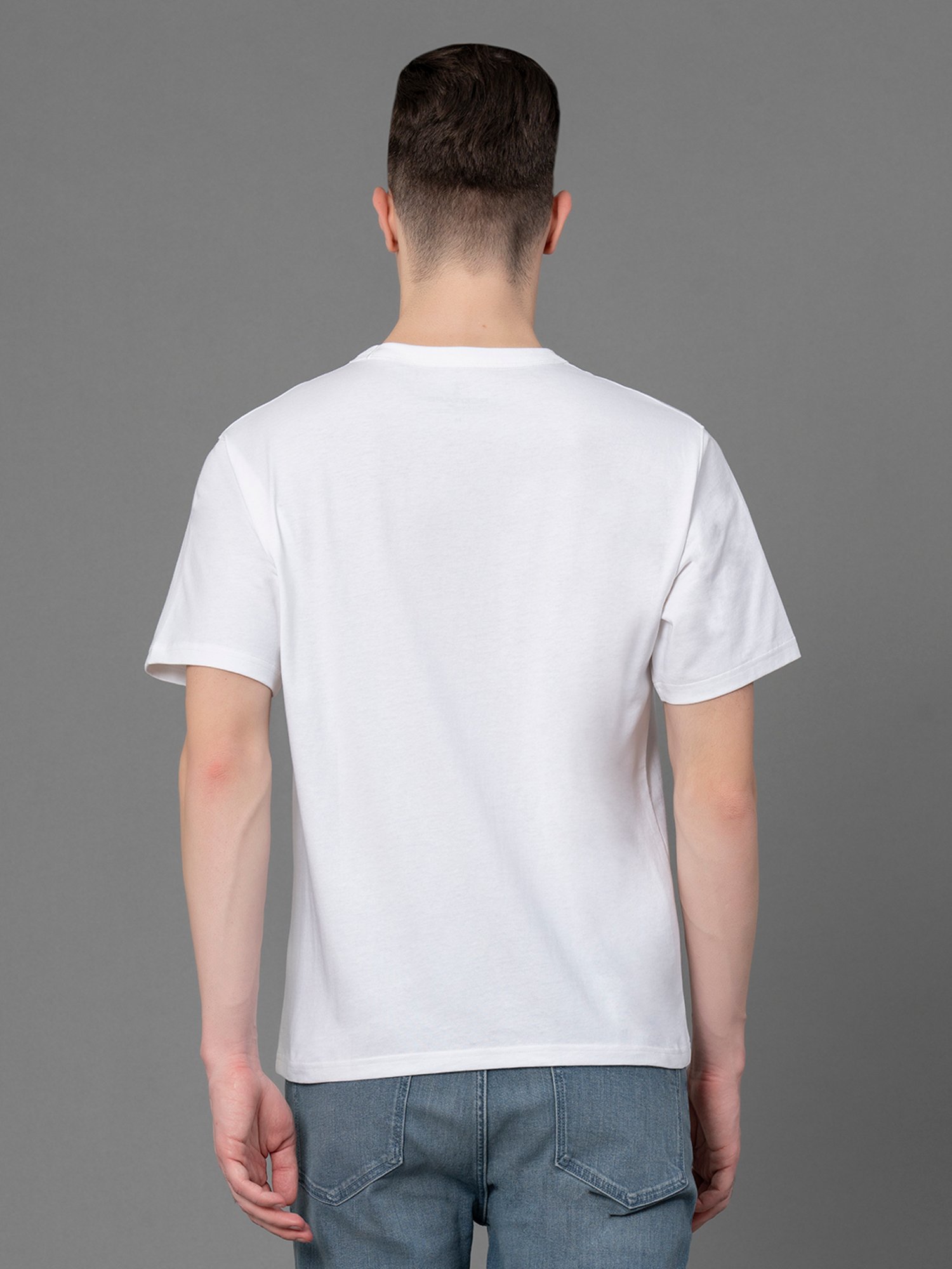 Red Tape White Regular Fit Cotton Crew T-Shirt