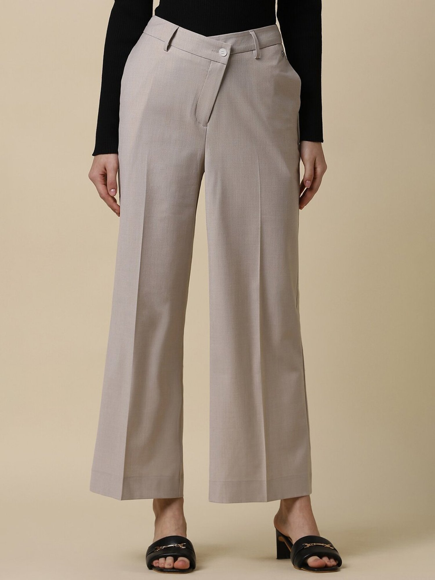Allen Solly Beige Textured Trousers
