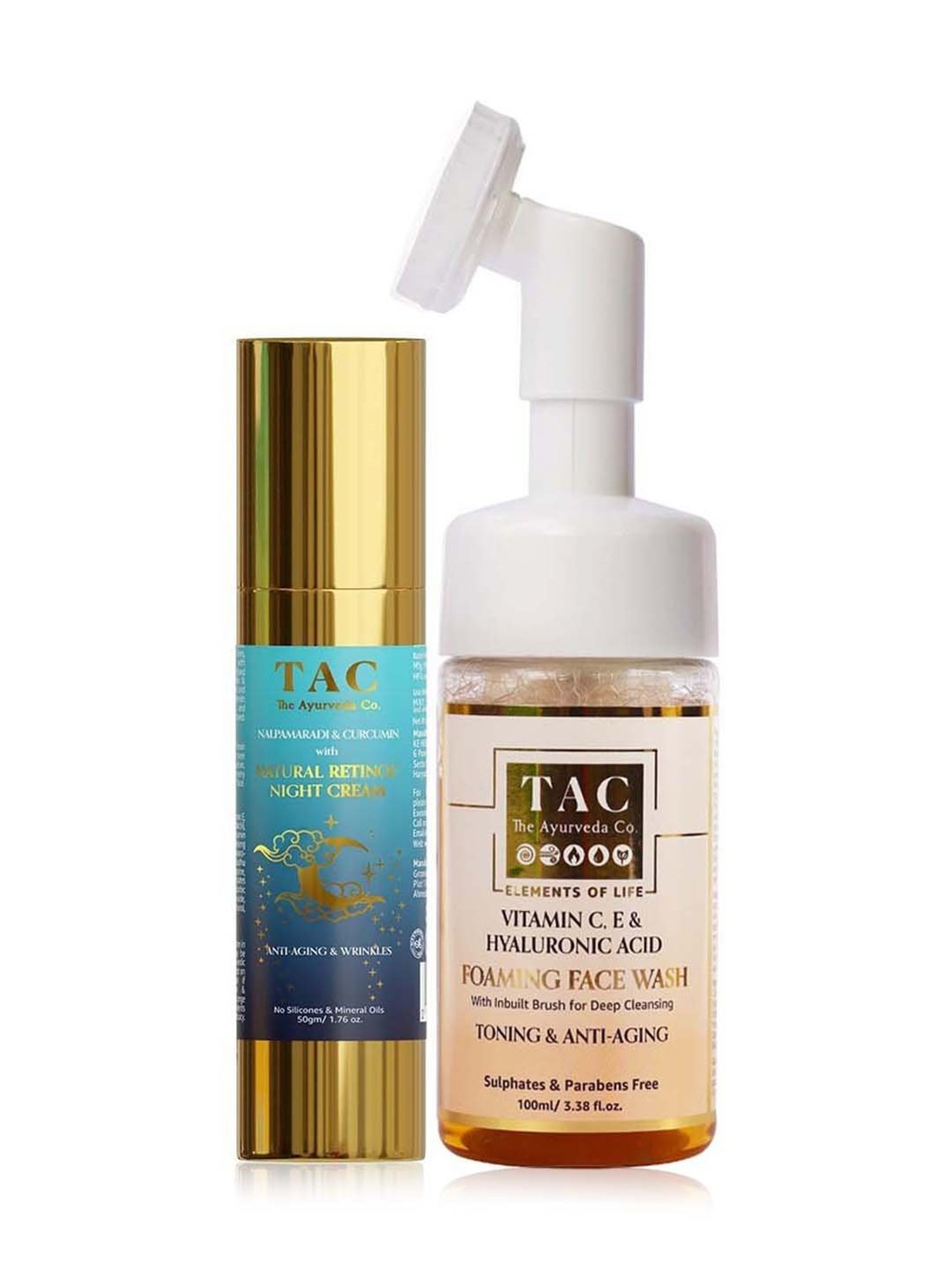 TAC - The Ayurveda Co. Night Cream & Vitamin C, Retinol Foaming Face Wash