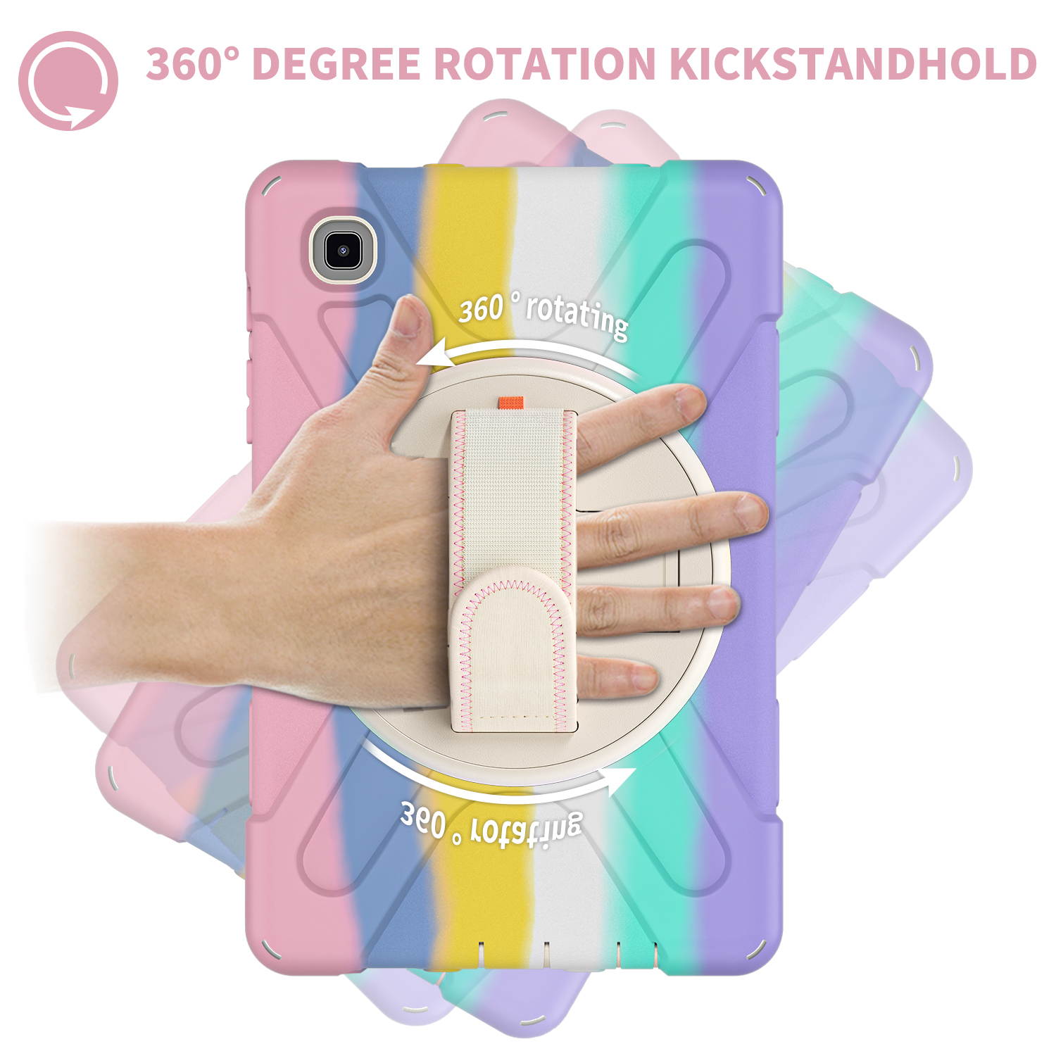 Galaxy Tab A7 Lite Case, Heavy Duty Rugged Shockproof Case with Adjustable Hand Strap, Carrying Shoulder Strap, Rotating Kickstand for Samsung galaxy Tab A7 Lite 8.7 inch 2021 Model SM-T220 SM-T225