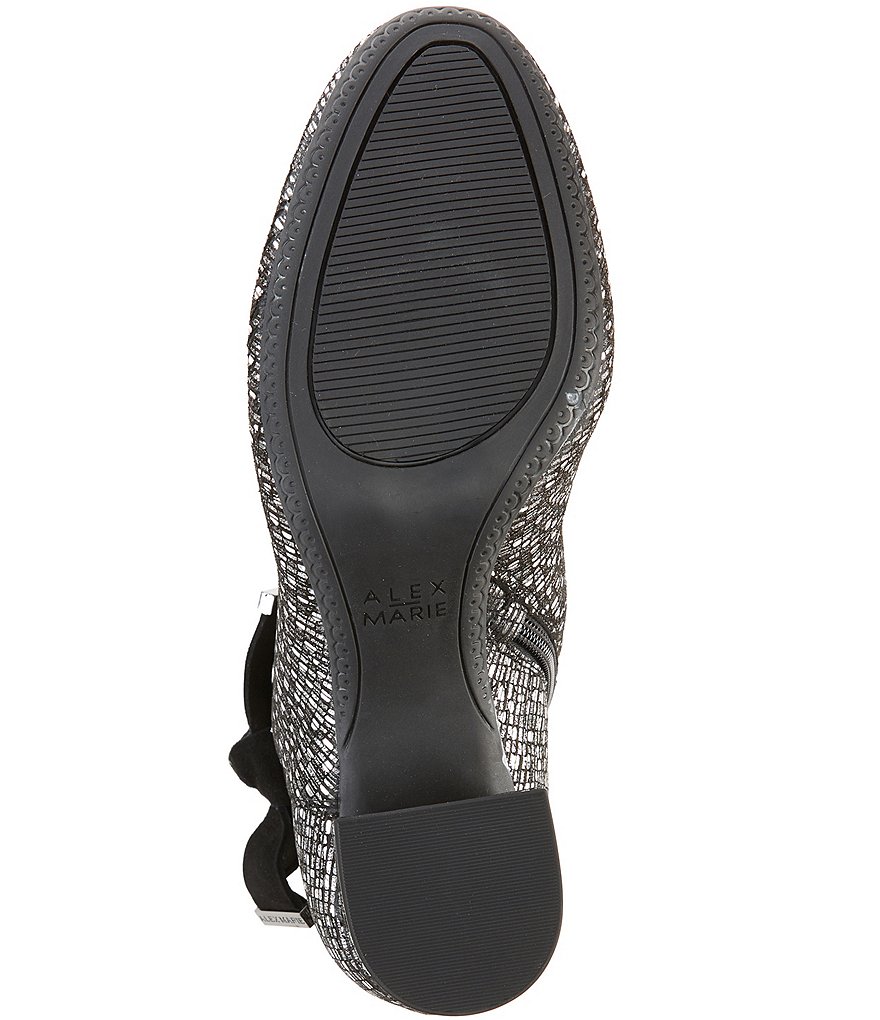 Alex Marie Mayleen Metallic Ankle Bow Block Heel Booties