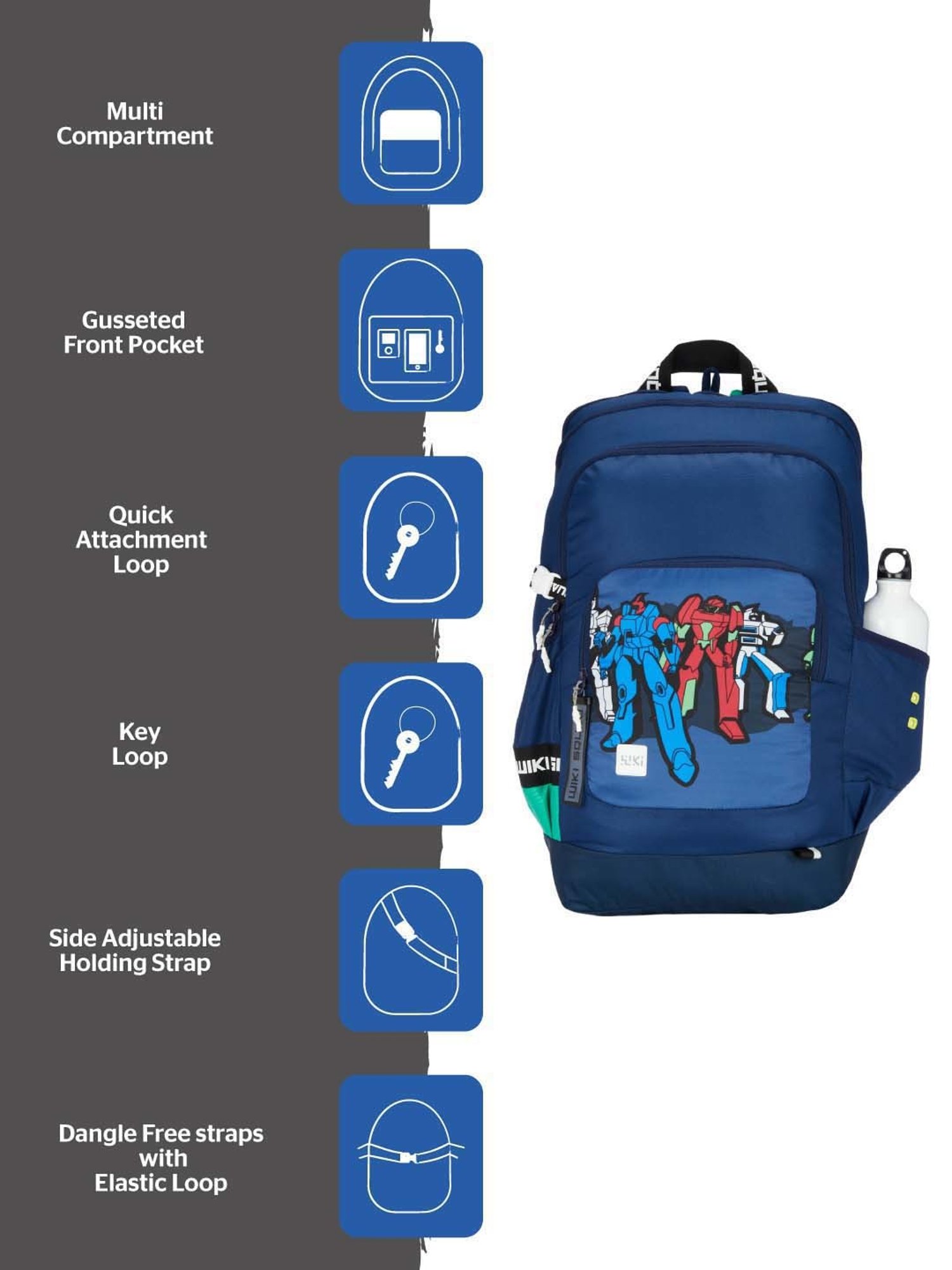 Wiki 40 Ltrs Blue Medium Backpack