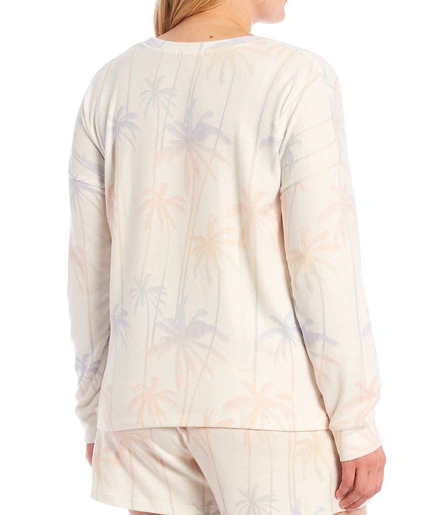 PJ Salvage Plus Lounge Life Palm Print Peachy Knit Coordinating Sleep Top