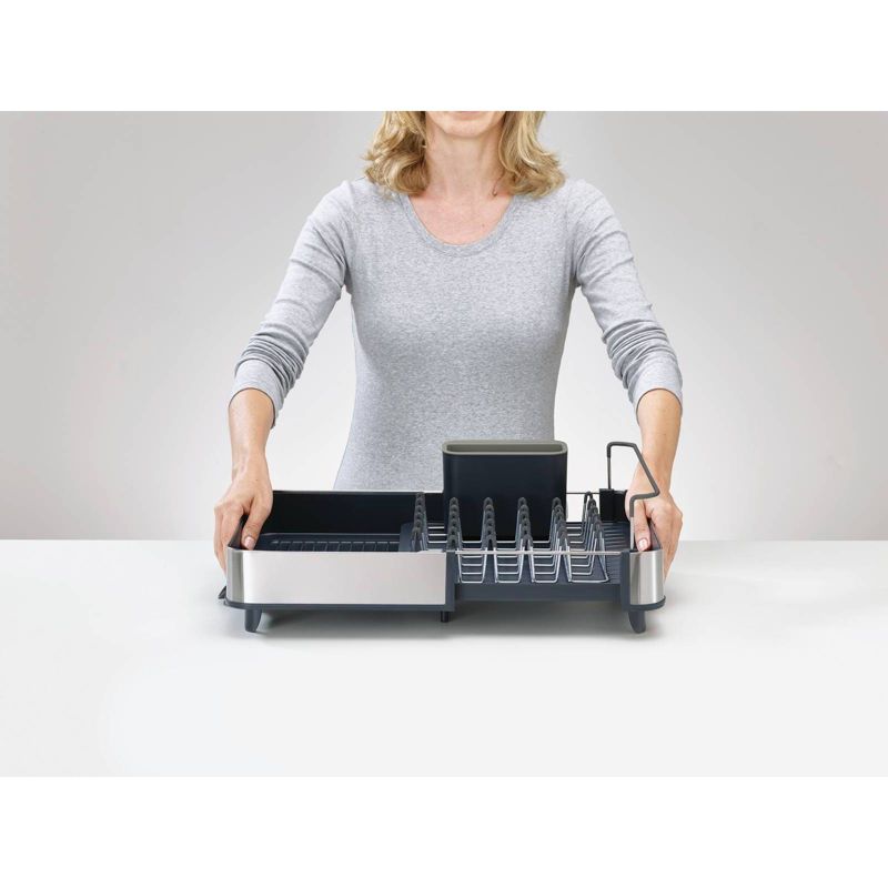 Joseph Joseph Extend Steel Expandable dish rack with draining spout - Gray