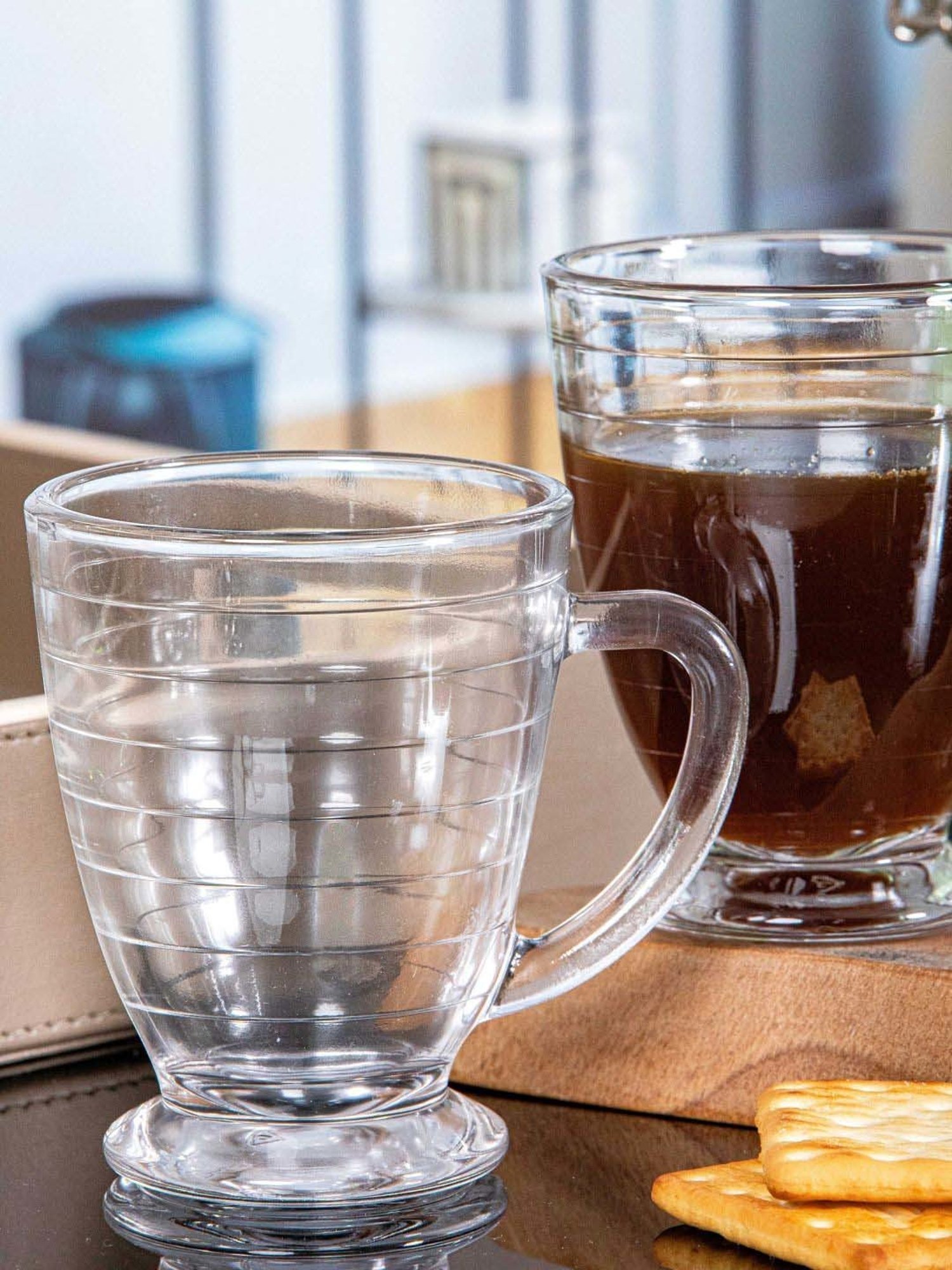 ROXX Antalya Ring Transparent Glass Coffee Mug (0.23 L) - Set of 12