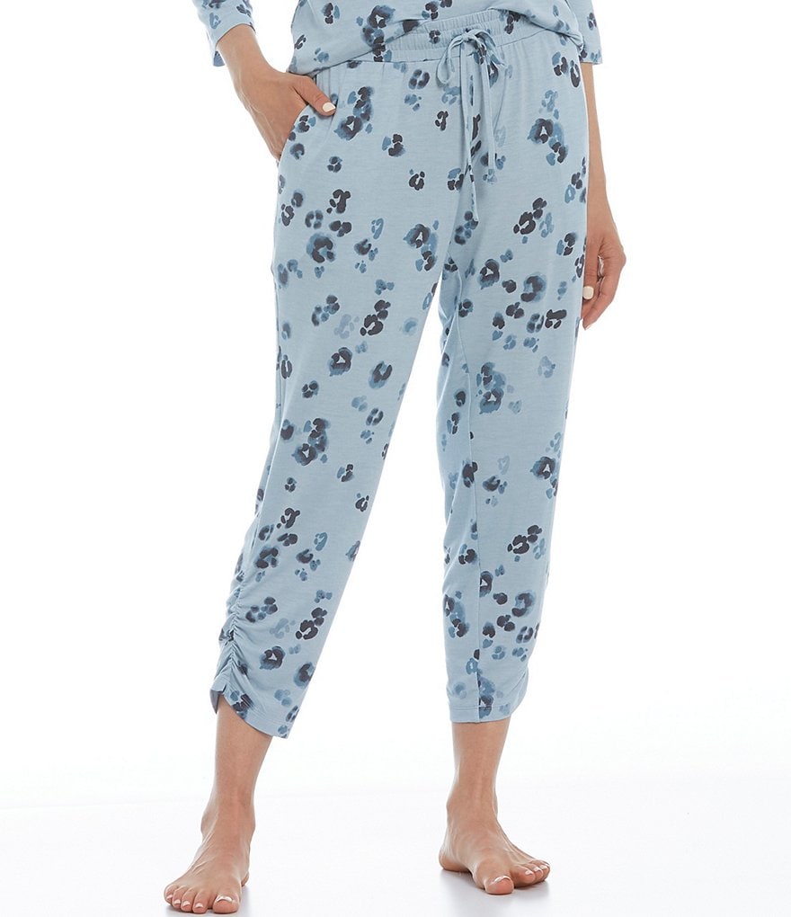 VAN WINKLE & CO. Leopard Print Ankle-Length Coordinating Jersey Knit Sleep Pants