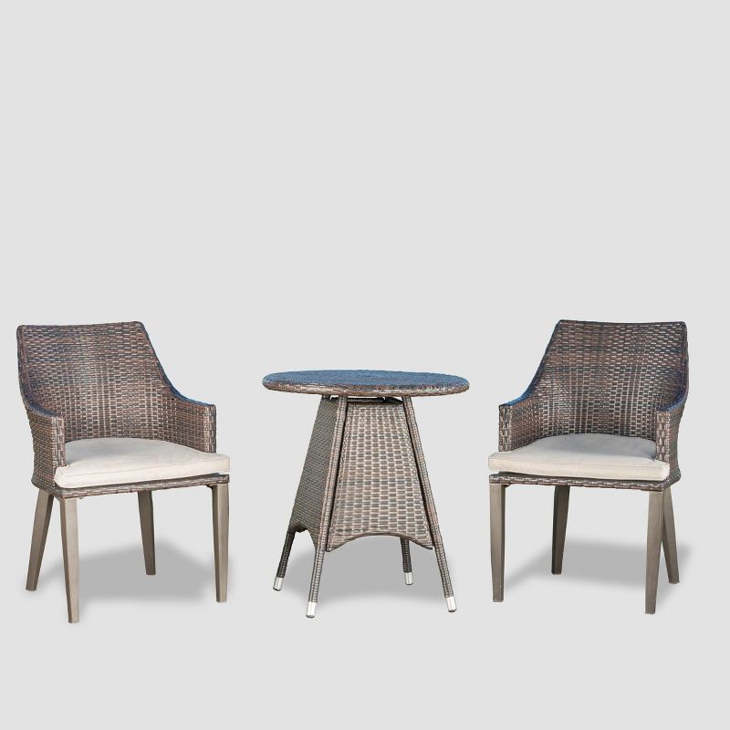 Hillhurst 3pc Wicker Bistro Set - Brown/Light Brown - Christopher Knight Home