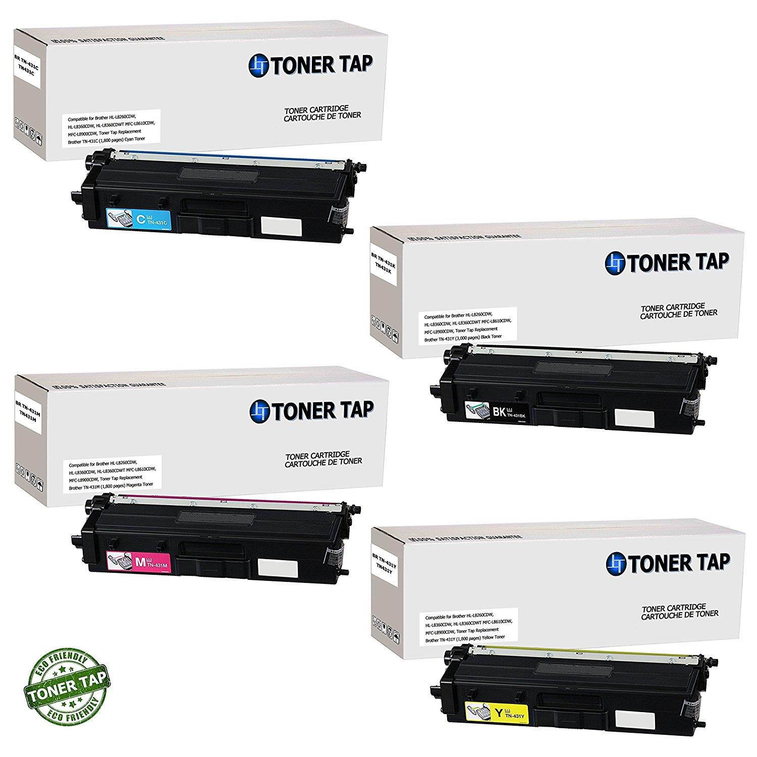 Toner Tap for Brother HL-L8360CDW, HL-L8260CDW, HL-L8360CDWT, MFC-L8900CDW, MFC-L8610CDW Replacement Toner for TN-431K, TN-431C, TN-431M, TN-431Y (4 Pack, Black, Cyan, Magenta, Yellow)