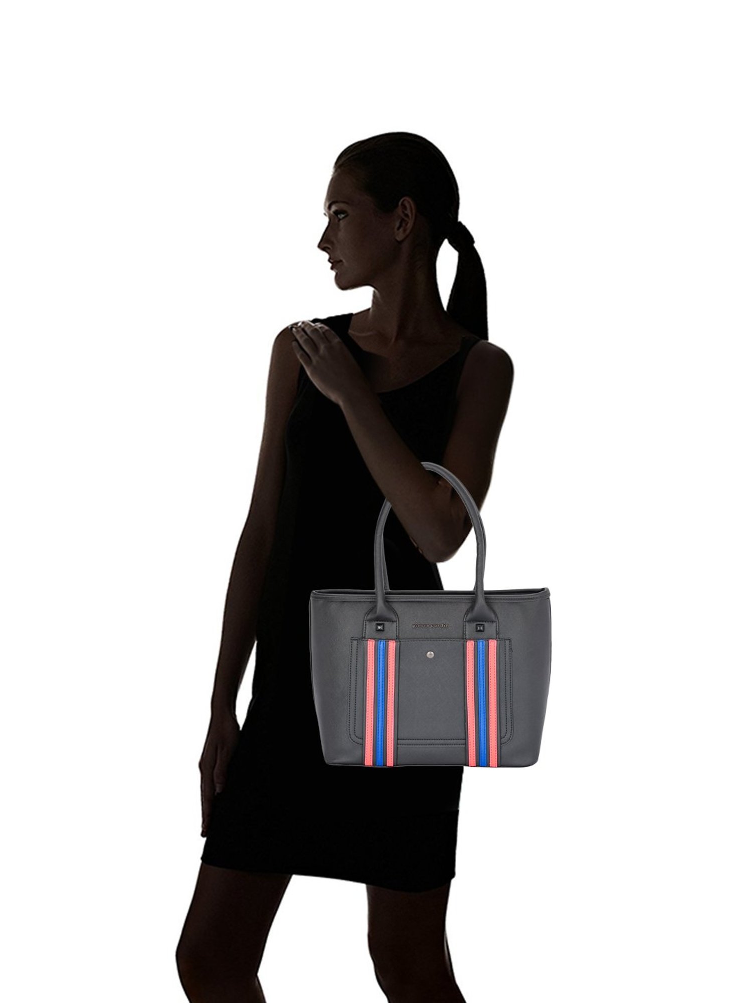 Pierre Cardin Black Paneled Medium Handbag