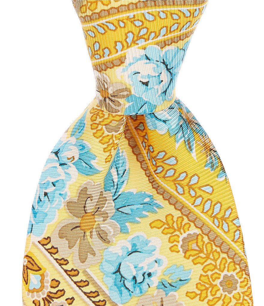 Cremieux Paisley Roses Print Traditional 3 1/4#double; Silk Tie