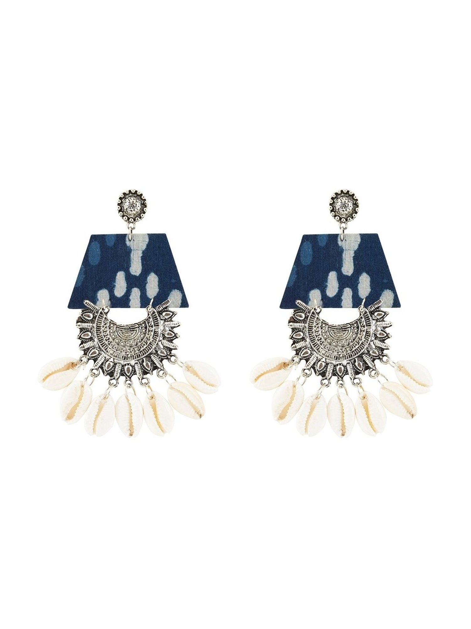 Teejh Ethnic Zarina Indigo Blue Fabric Dangler Earring