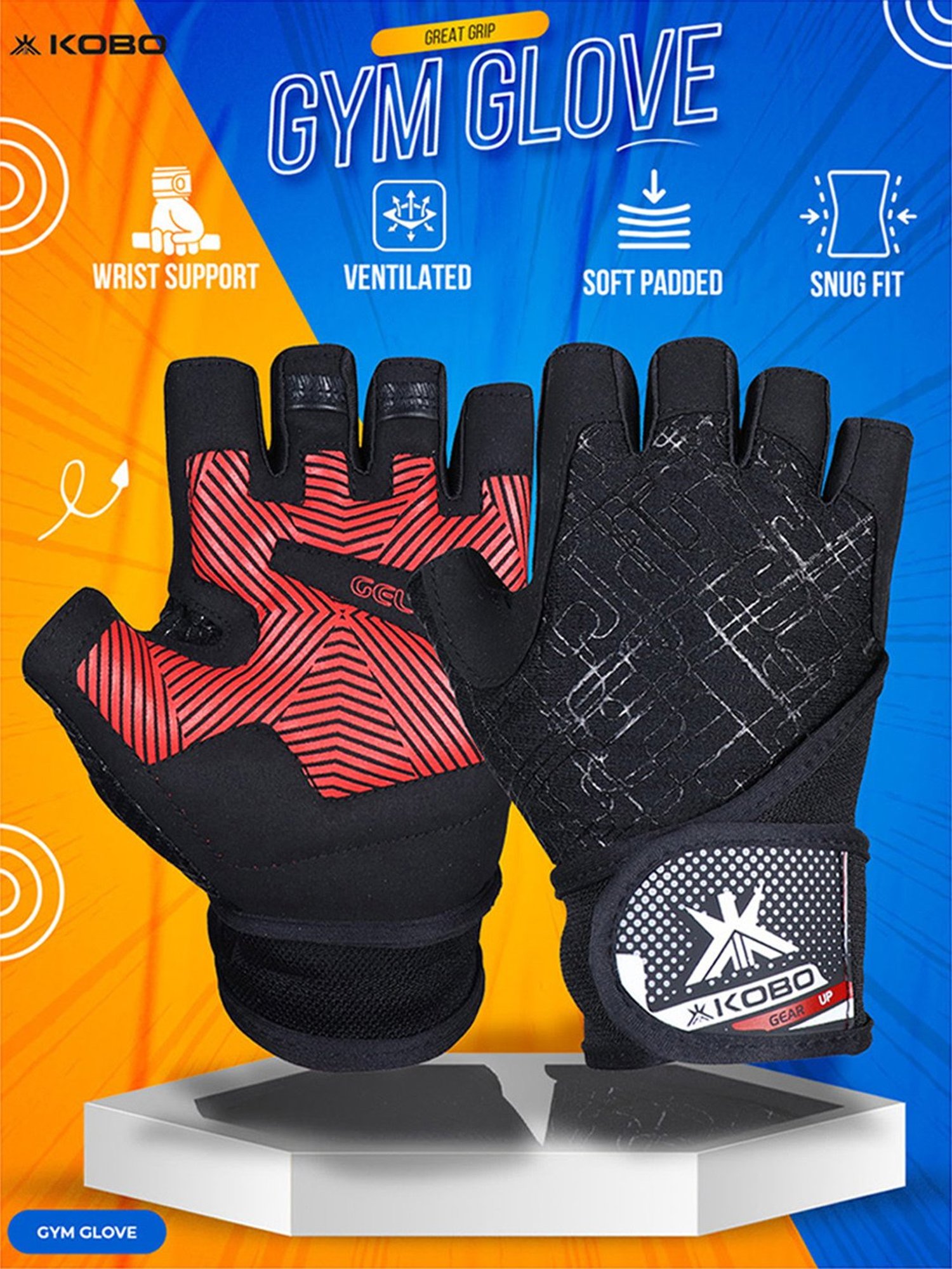 Kobo Weight Lifting Gym Gloves (Black) Size - S