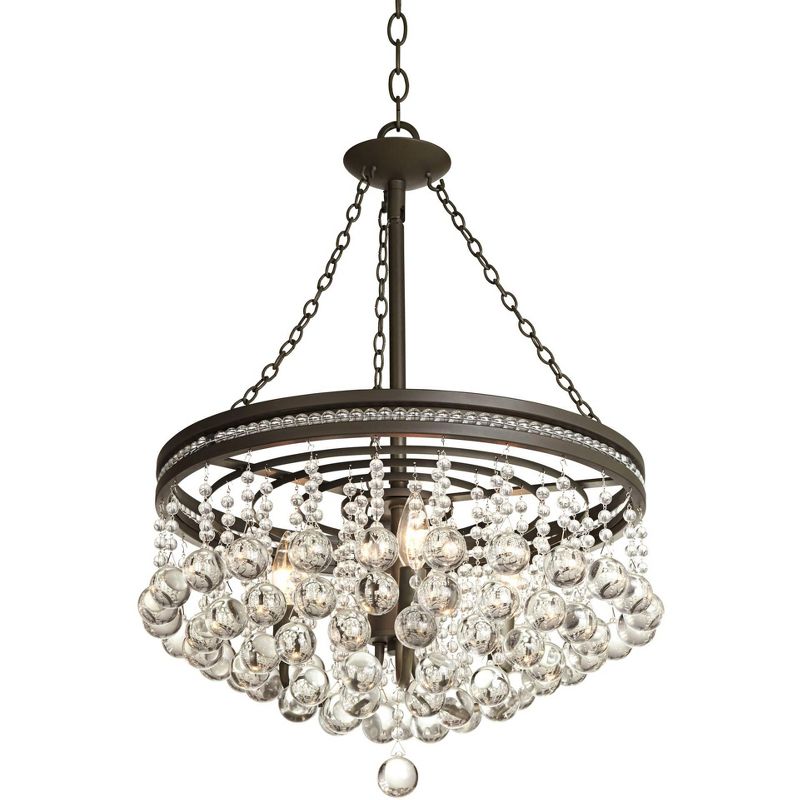 Vienna Full Spectrum Olive Bronze Pendant Chandelier 19" Wide Clear Crystal Baubles 3-Light Fixture for Dining Room House Foyer