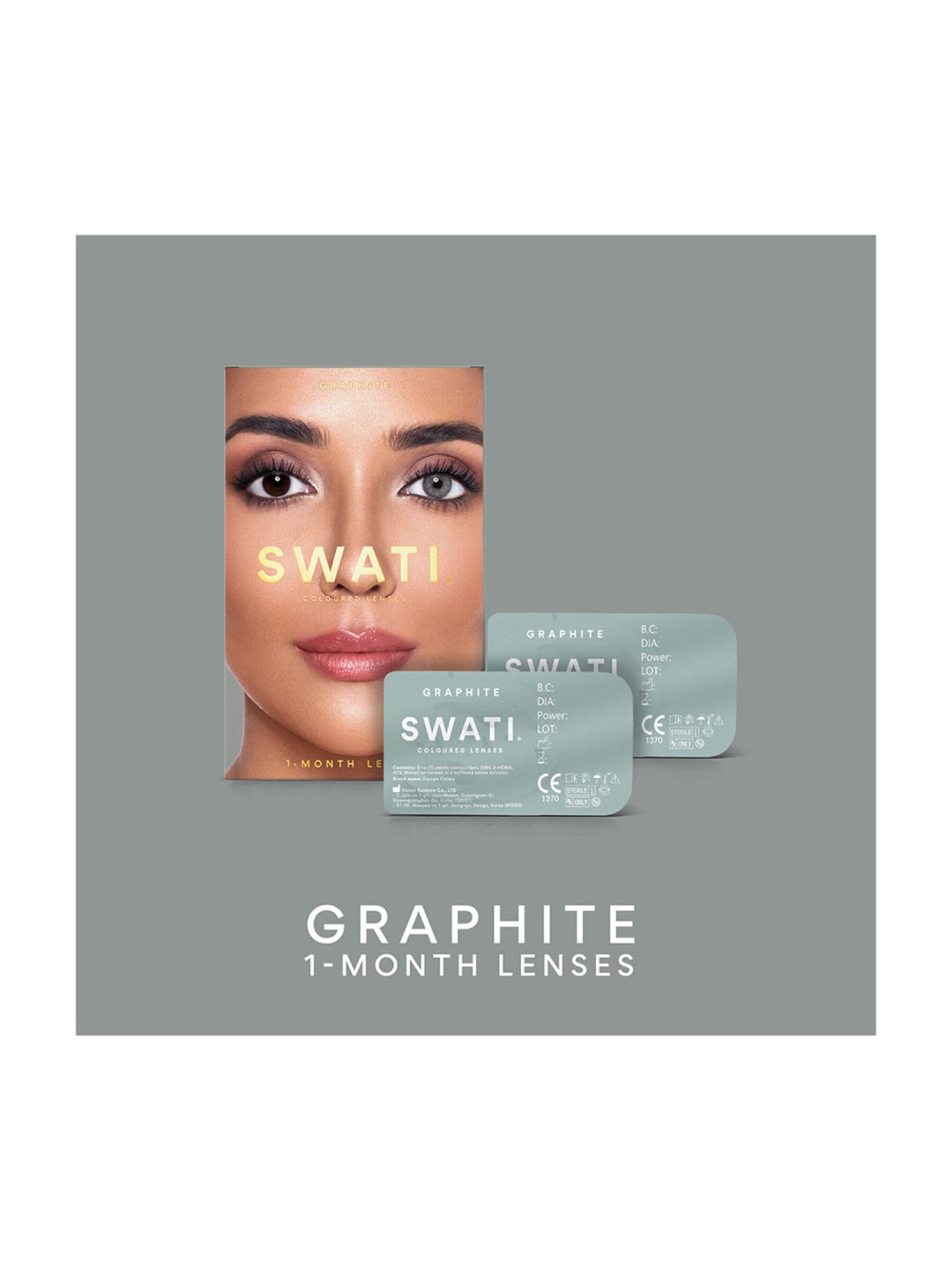 Swati Cosmetics Coloured Contact Lenses - Graphite (1 Month, Power -0.50)