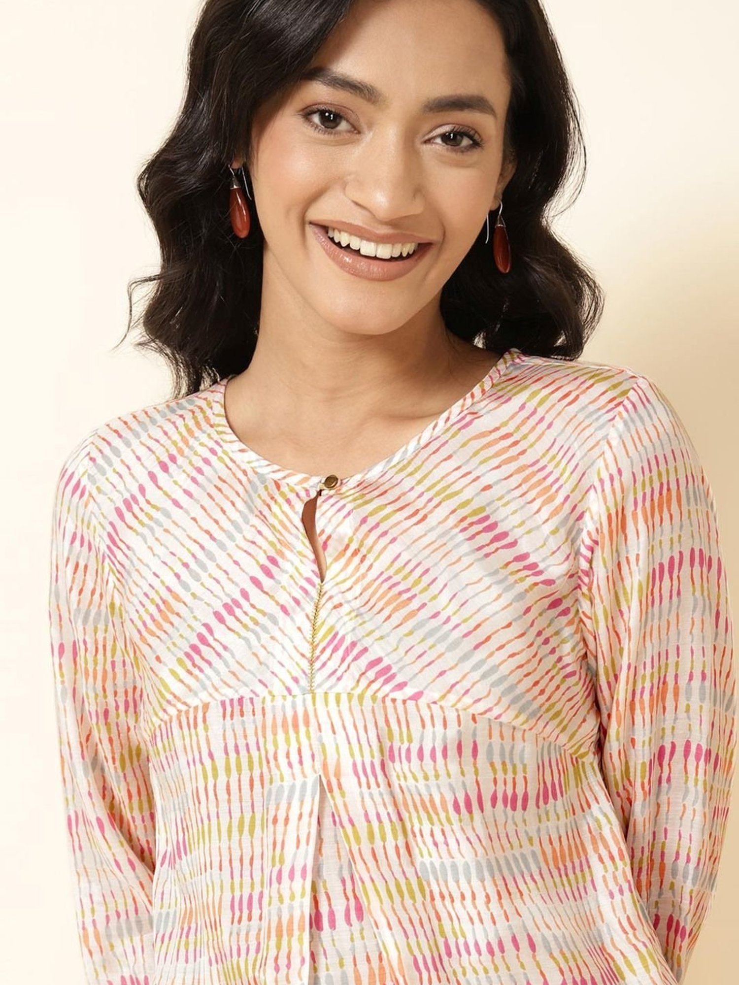 Fabindia Peach Printed Tunic