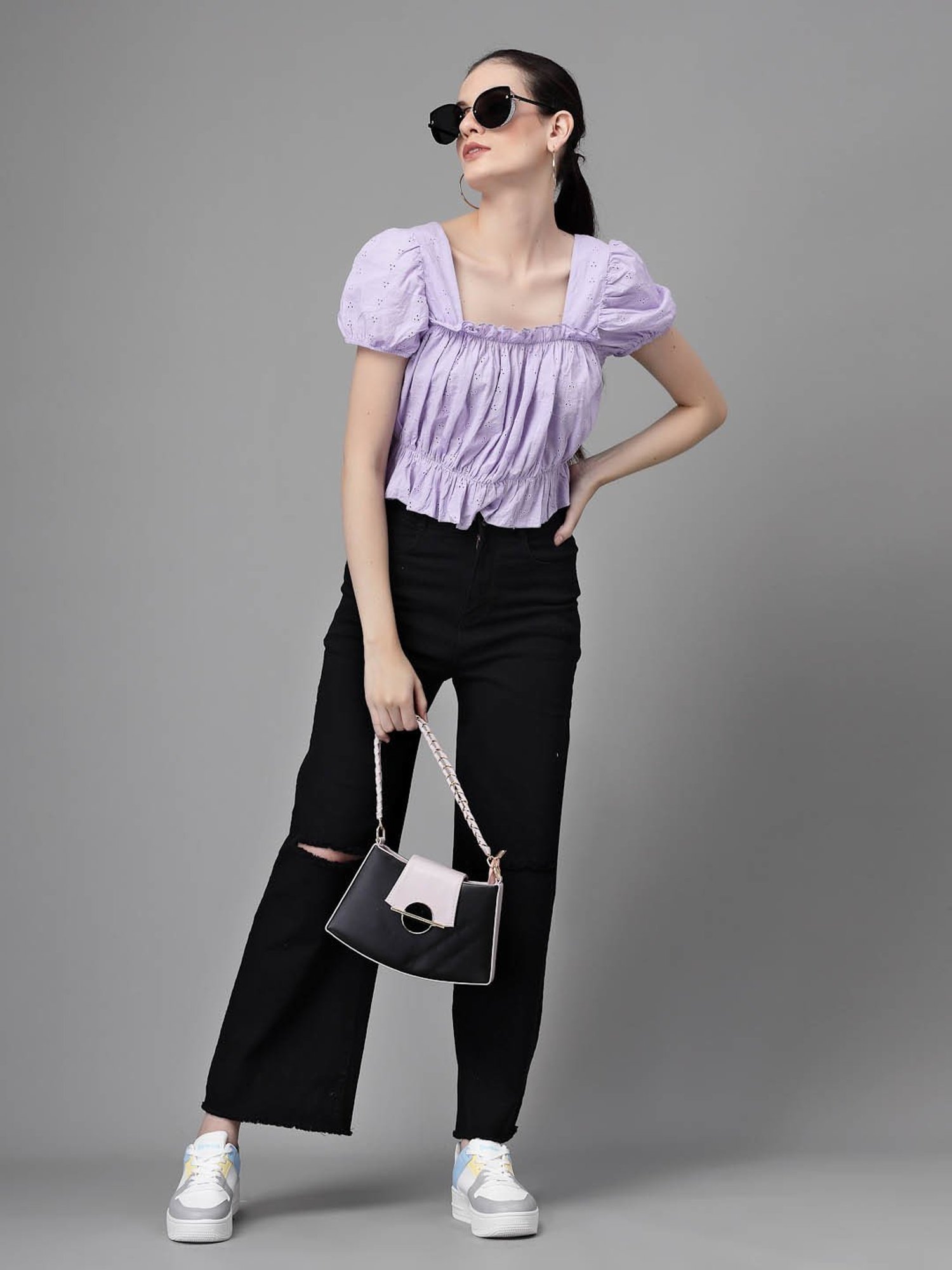 Global Republic Lilac Embroidered Top