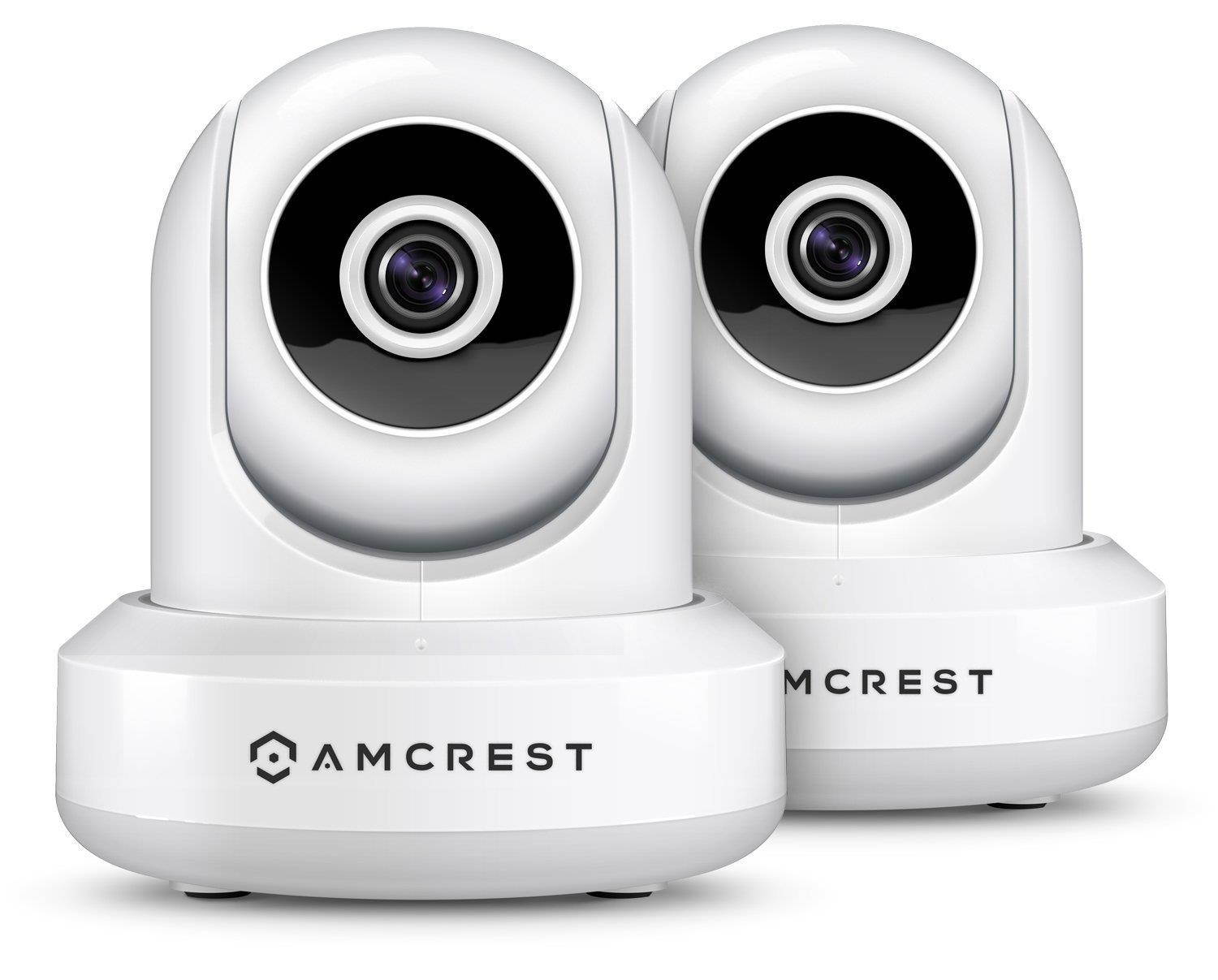2-Pack Amcrest ProHD 1080P WiFi/Wireless IP Security Camera IP2M-841 Pan/Tilt, 2-Way Audio, Optional Cloud Recording, Full HD 1080P 2MP, Super Wide 90&deg; Viewing Angle, Night Vision (White)