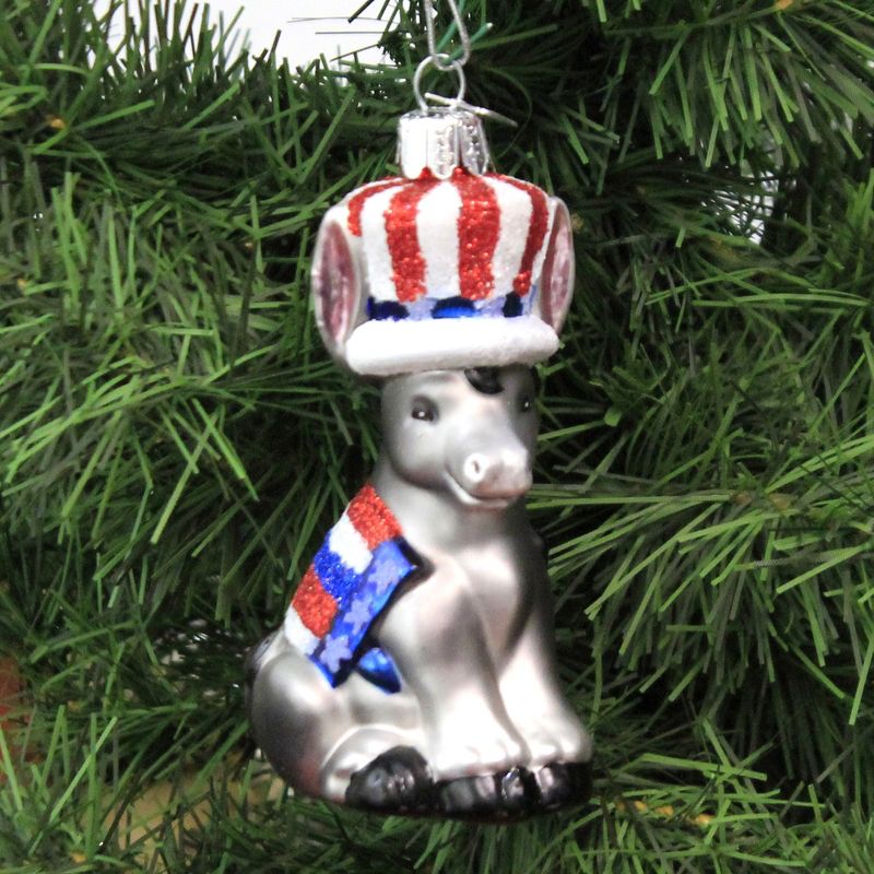 Noble Gems 4.25" Patriotic  Donkey Uncle Sam Hat Ornament  -  Tree Ornaments
