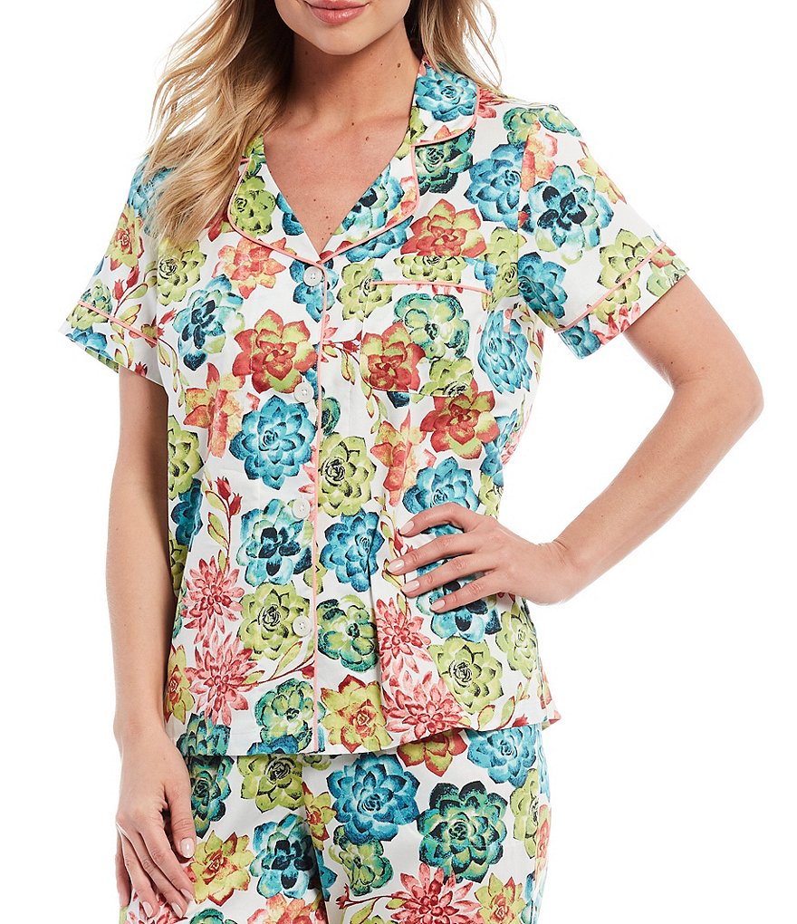 BedHead Pajamas Desert Rose Printed Sateen Cropped Pajama Set