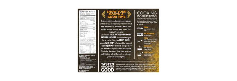 Devour Frozen All Day Breakfast Double Sausage and Bacon Loaded Tots - 9oz