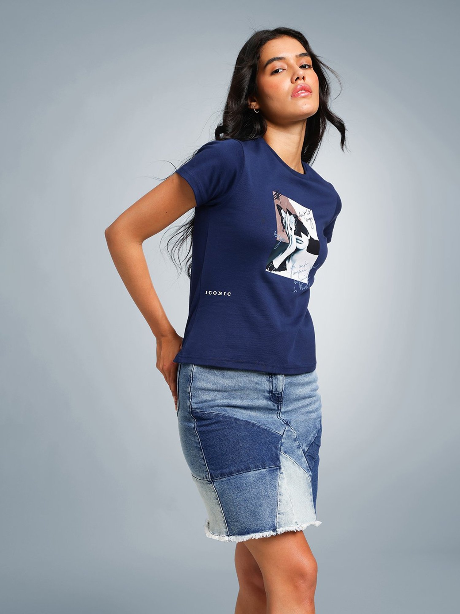 Iconic Women Applique Regular Fit Cotton Skirts