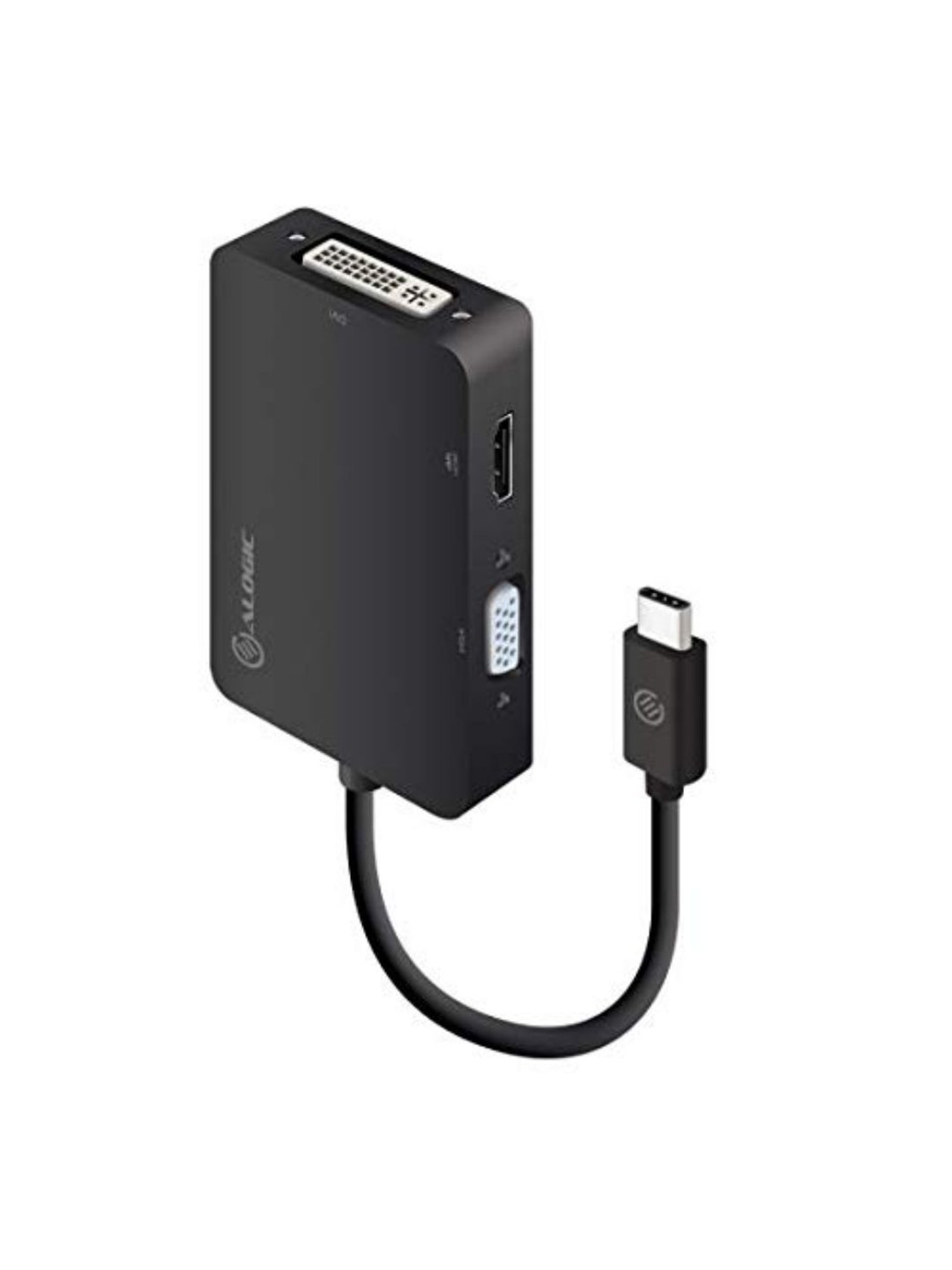 Alogic 3-in-1 USB-C to HDMI DVI VGA Adapter (Black)