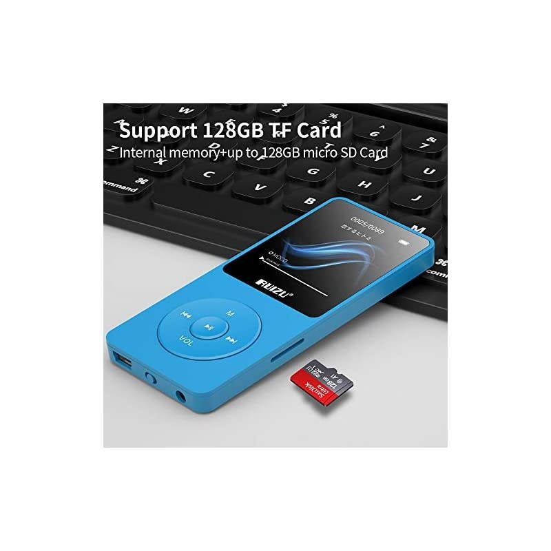 Mp3 Player, X02 Ultra Slim Music Player,Long Battery Life Mp3 with FM Radio, Voice Recorder, Video Play, Text Reading, 80 Hours Playback and Expandable Up to 128 GB (Blue)