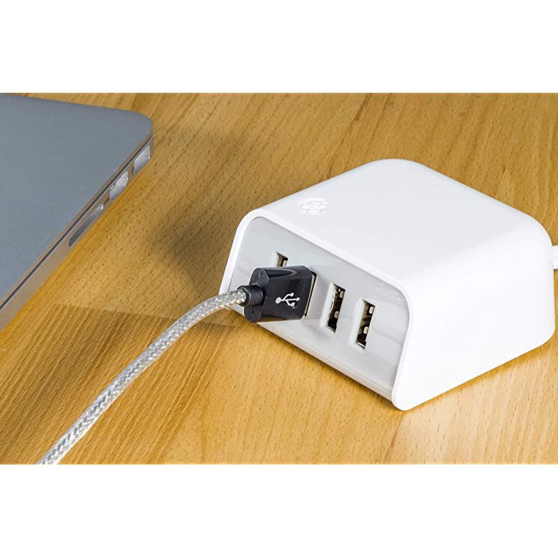 4-Port USB Desktop Extension Station, 2 Pack, 6ft Extra Long Cord, For iPhone 12/11/Pro/Max/XS/XR/X/8, iPad Pro, Samsung Galaxy S21/S10/S9/Plus, Google Pixel 5/C/3/2/XL, 53282