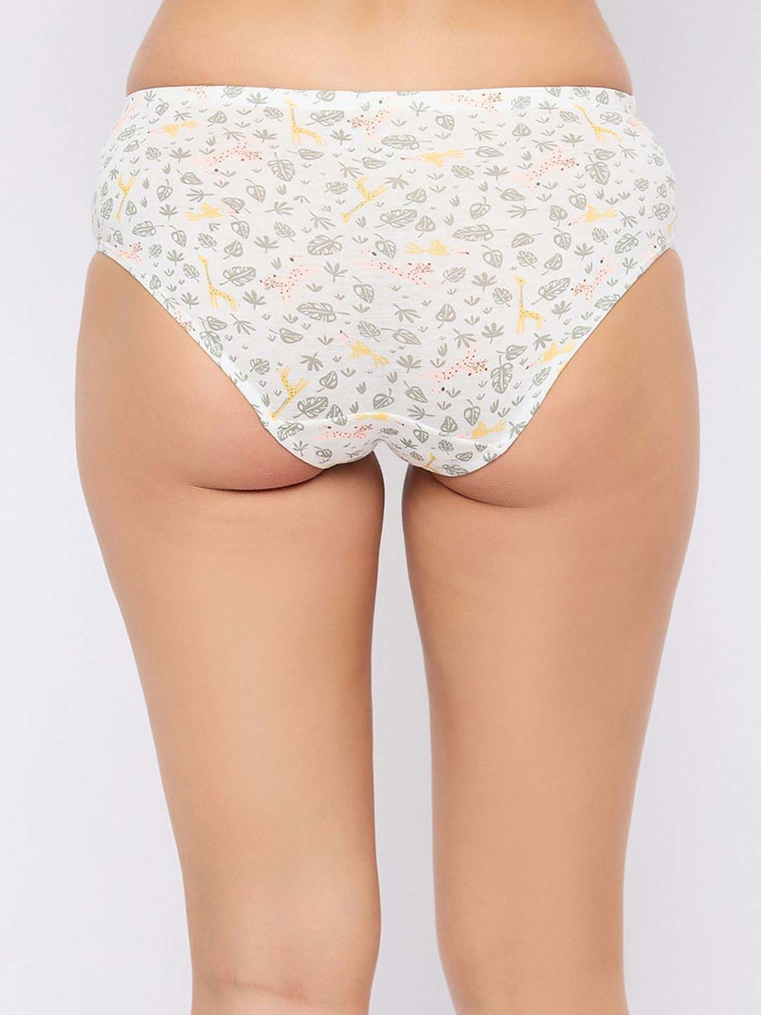 Clovia White Cotton Printed Hipster Panty