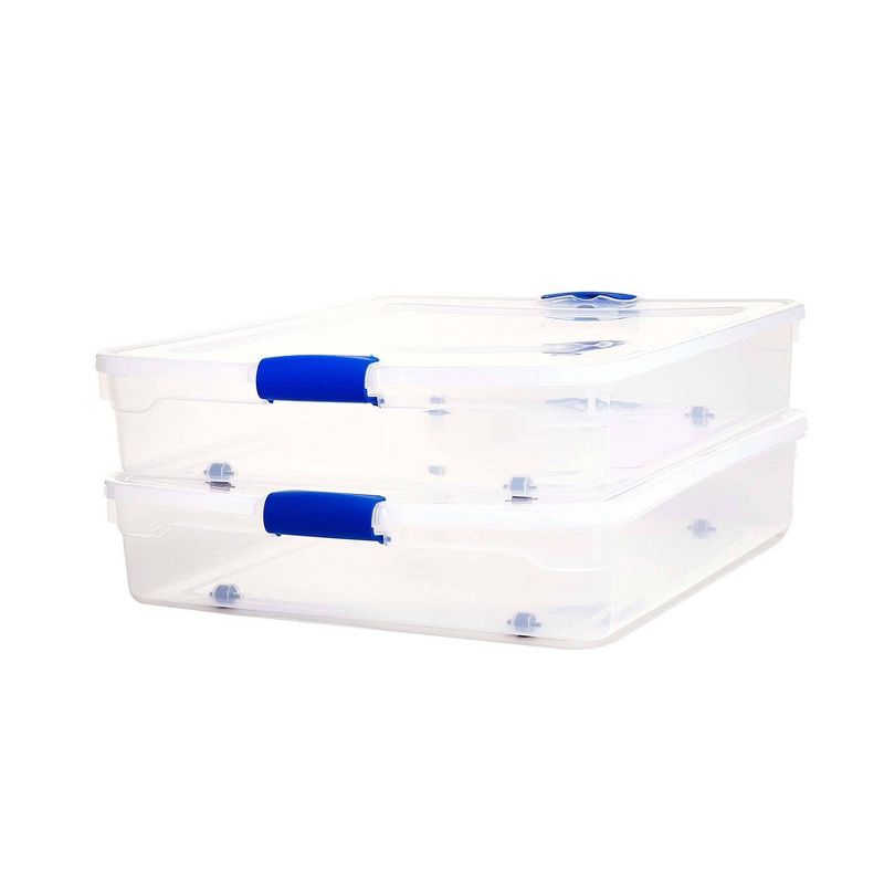 2pk 56qt Under-Bed Modular Latching Clear Storage Bin - Homz