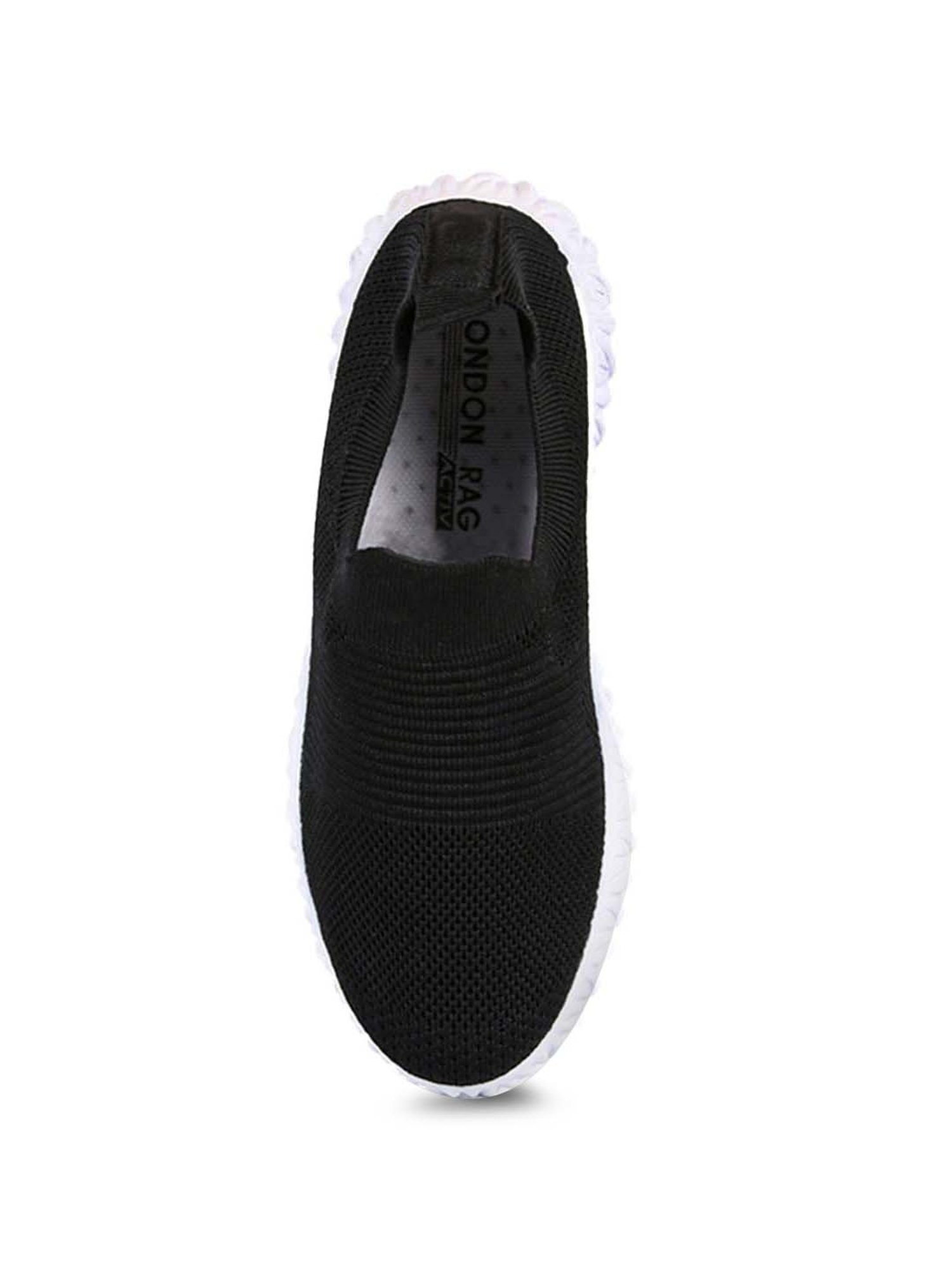 London Rag Women's Fair Play Knitted Chunky Black Walking Shoes