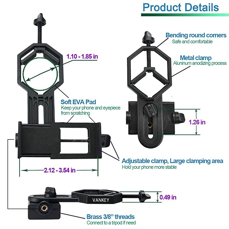 Cellphone Telescope Adapter Mount Universal Phone Adapter for Spotting ScopeTelescopeMicroscopeMonocularBinocular Fits iPhone Samsung HTC LG and More Large