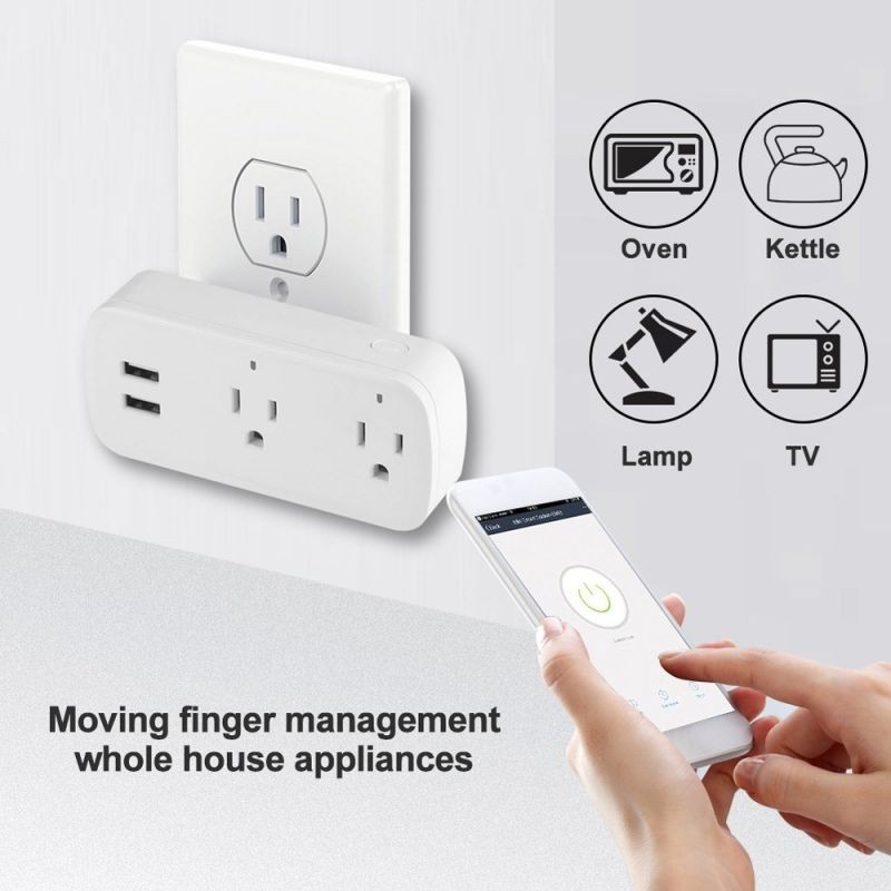 10A WiFi Smart Socket US Plug Dual AC USB Socket Smart Life APP Remote Control Timing Voice Control Compatible
