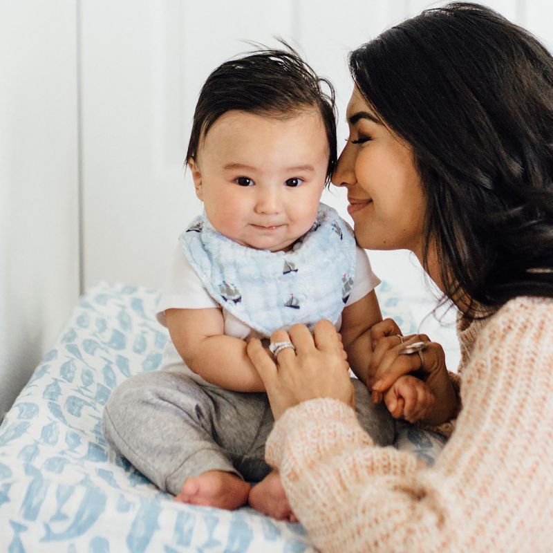 Bebe au Lait Muslin Bandana Bibs Seas/Moby - Blue 2pk